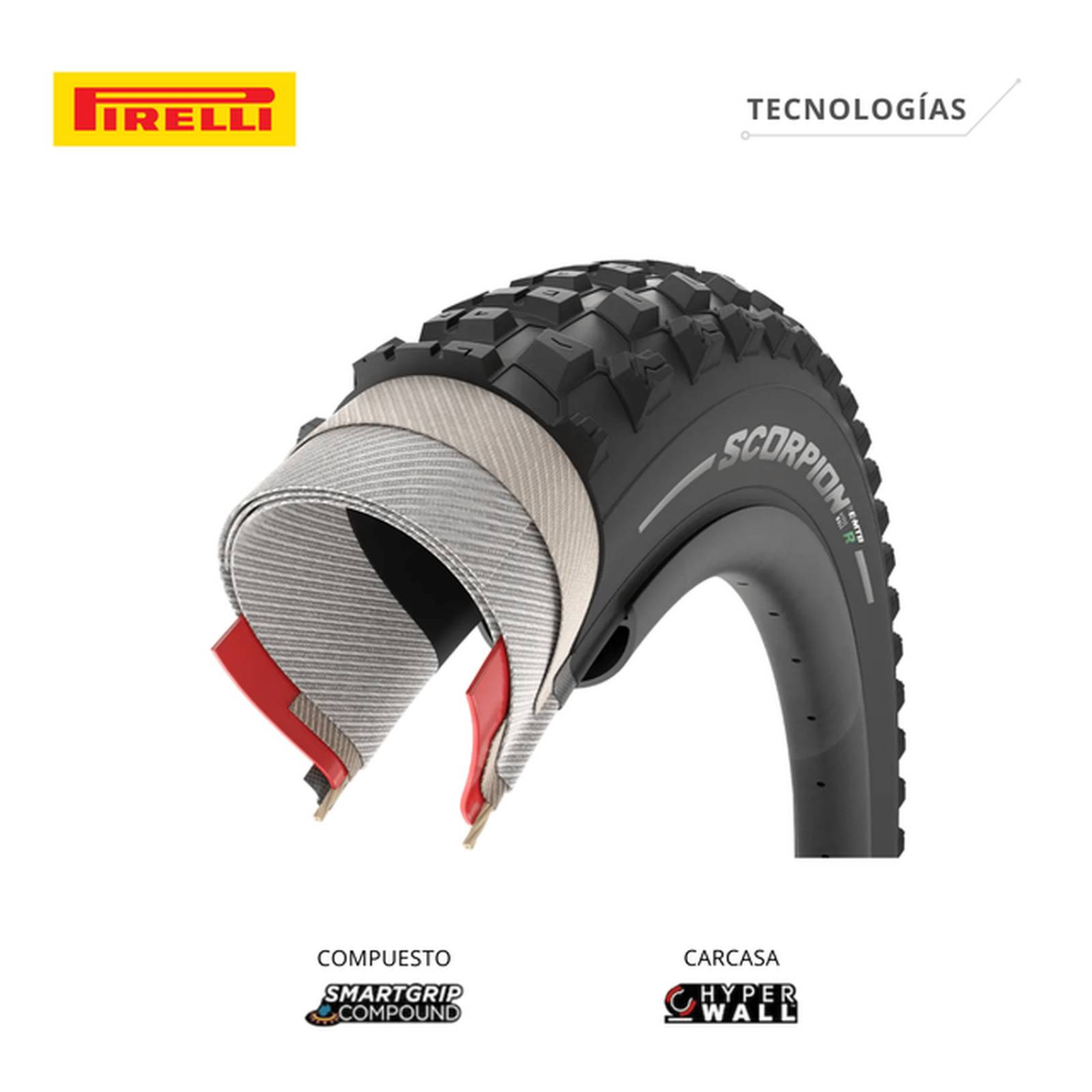 Llanta Pirelli Scorpion E-MTB R Etiqueta negra 27.52.8