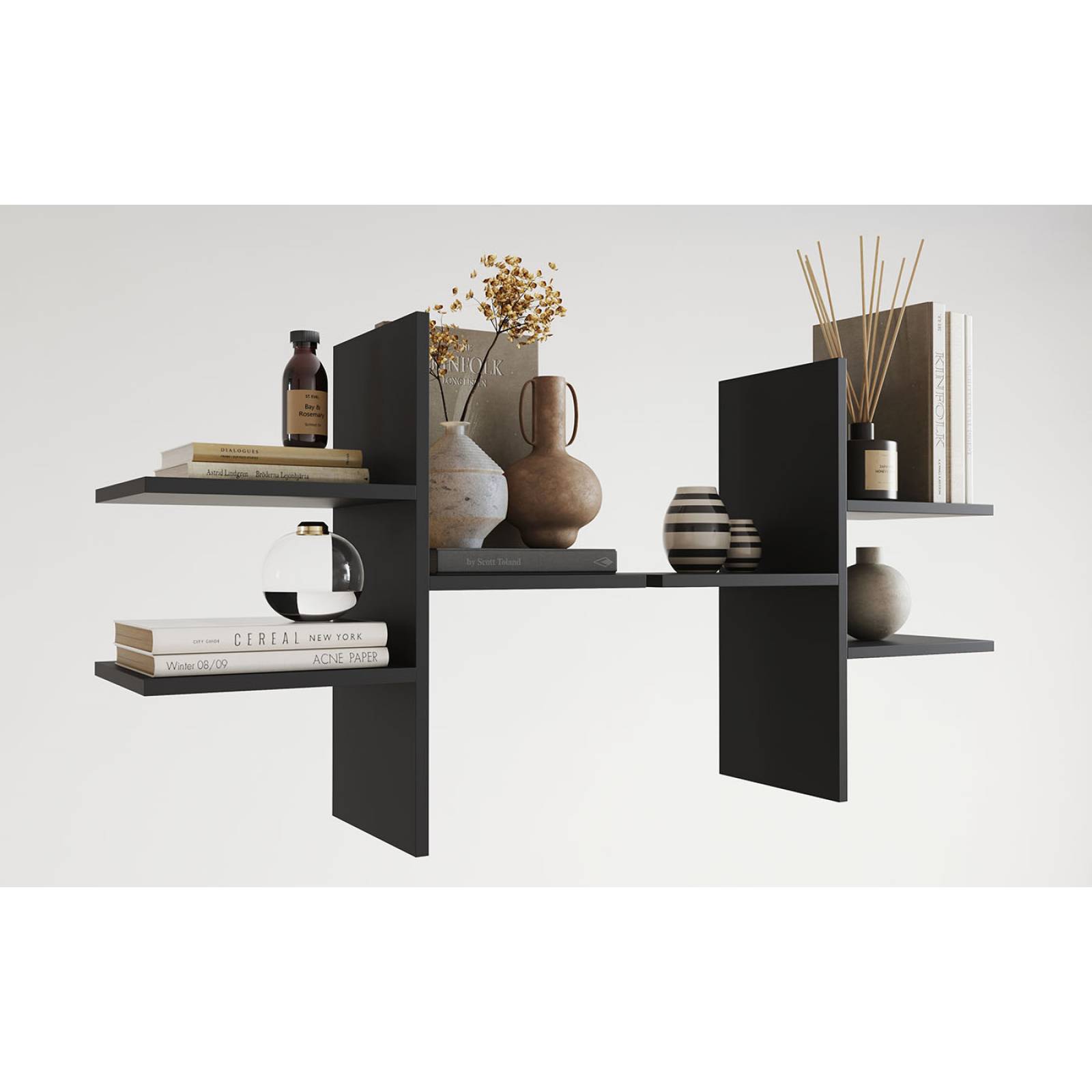 Esatto® Repisas Free organizadoras negras diseño italiano madera melamina 2 pcs 60 x 60 cms c u