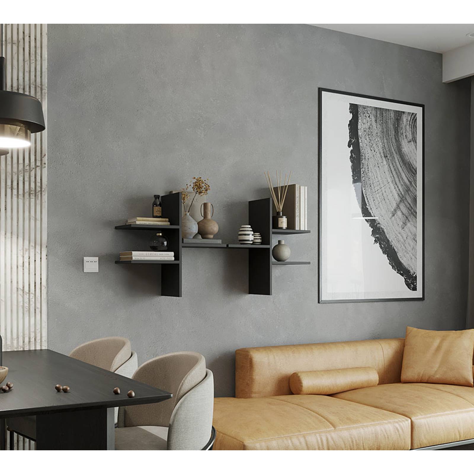 Esatto® Repisas Free organizadoras negras diseño italiano madera melamina 2 pcs 60 x 60 cms c u