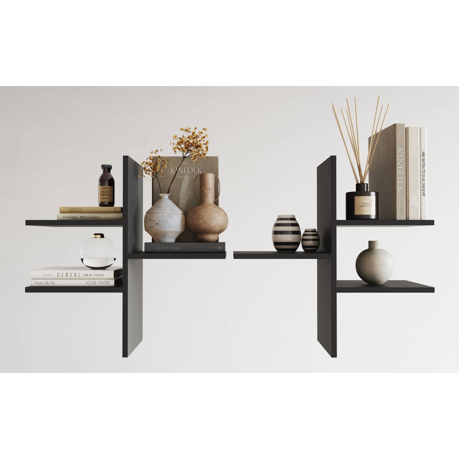 Esatto® Repisas Free organizadoras negras diseño italiano madera melamina 2 pcs 60 x 60 cms c u