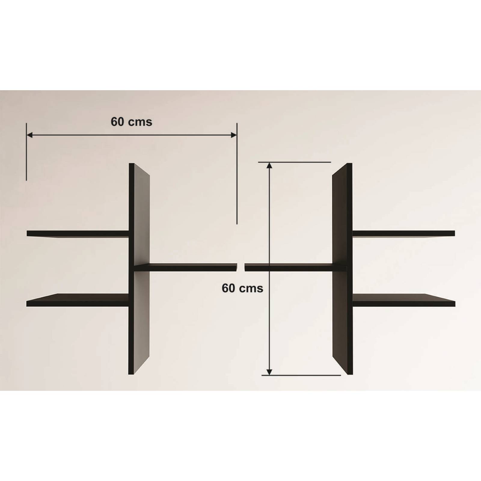 Esatto® Repisas Free organizadoras negras diseño italiano madera melamina 2 pcs 60 x 60 cms c u