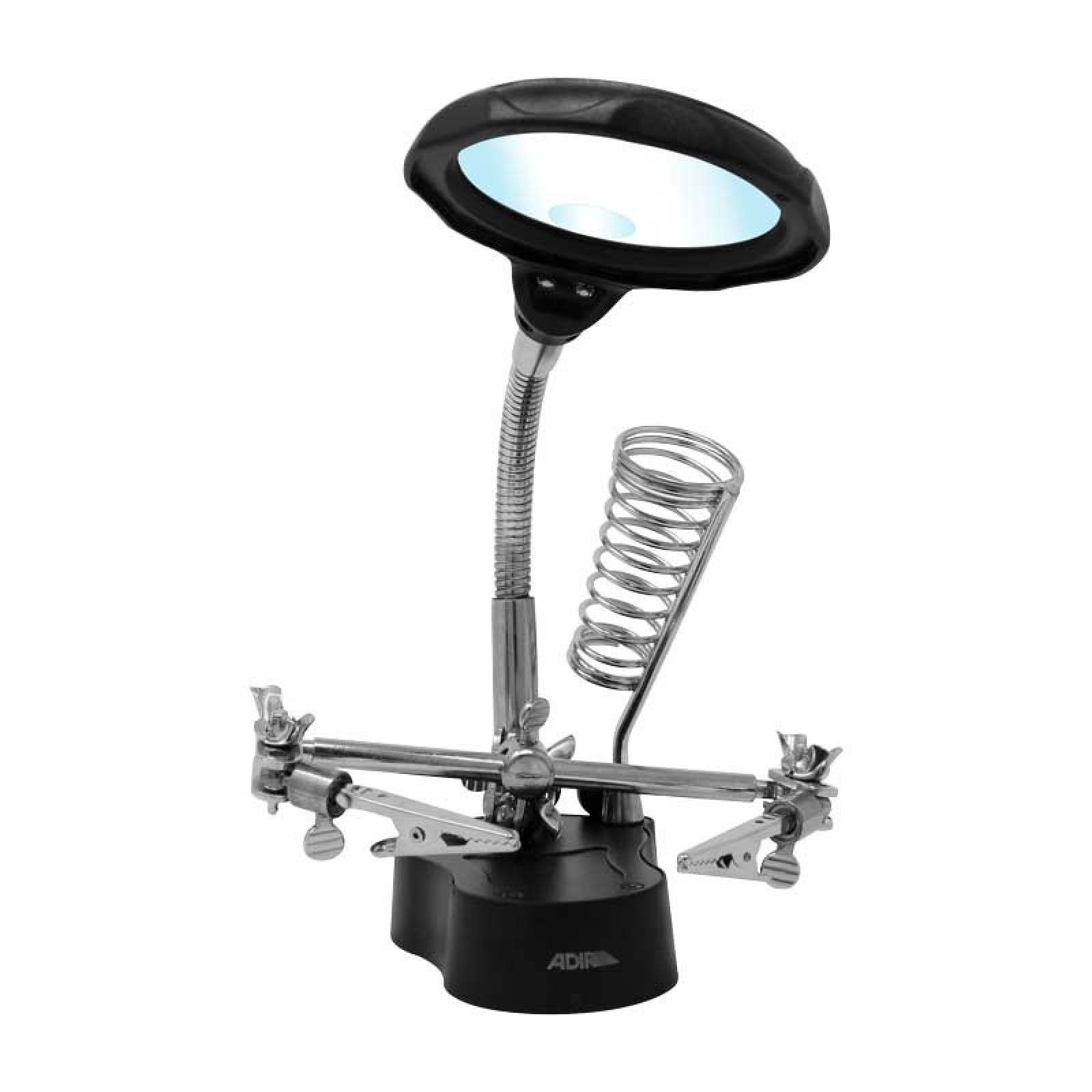 Lupa Con Base Pinzas Y Luz Led 1576 Adir