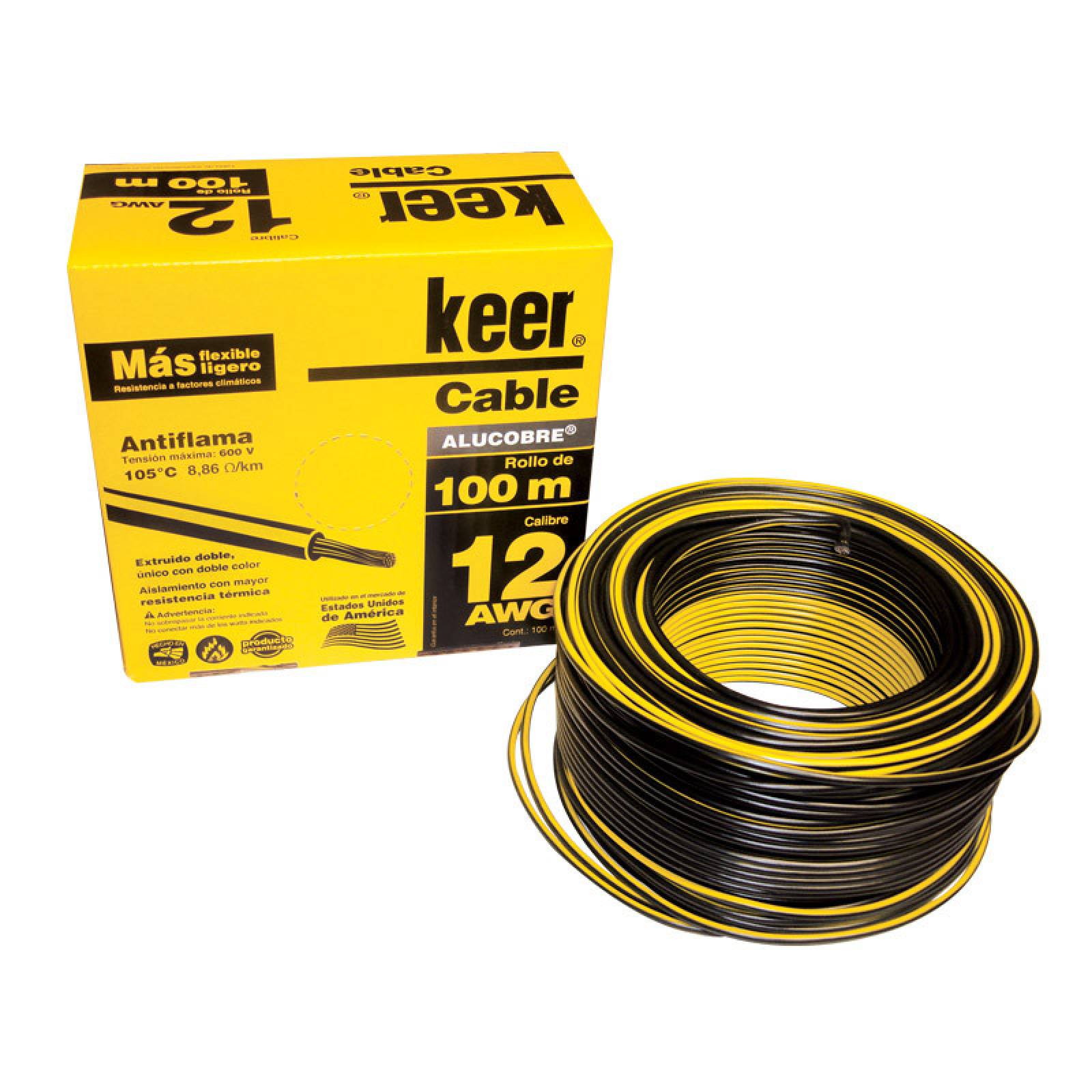 Rollo de cable THW calibre 12 AWG negro Keer