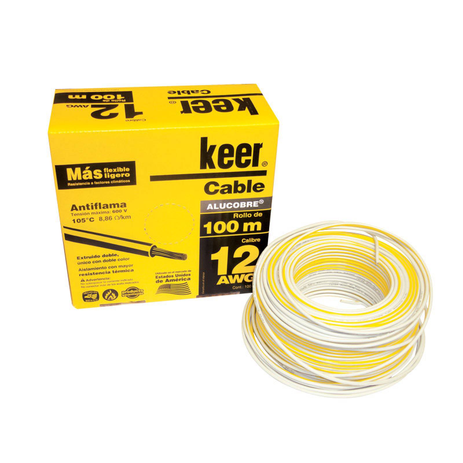 Rollo de cable THW calibre 12 AWG blanco Keer