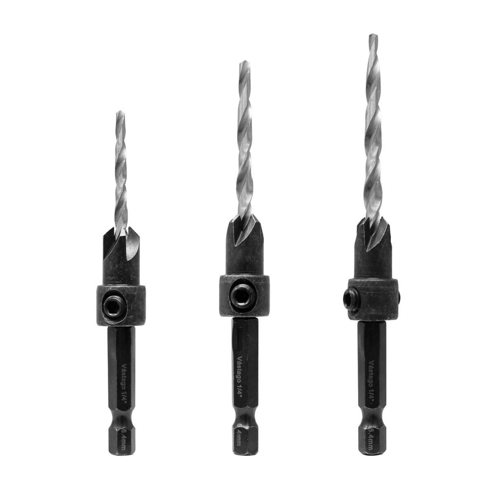 Juego de 3 brocas para avellanar madera MRK-038 RORK