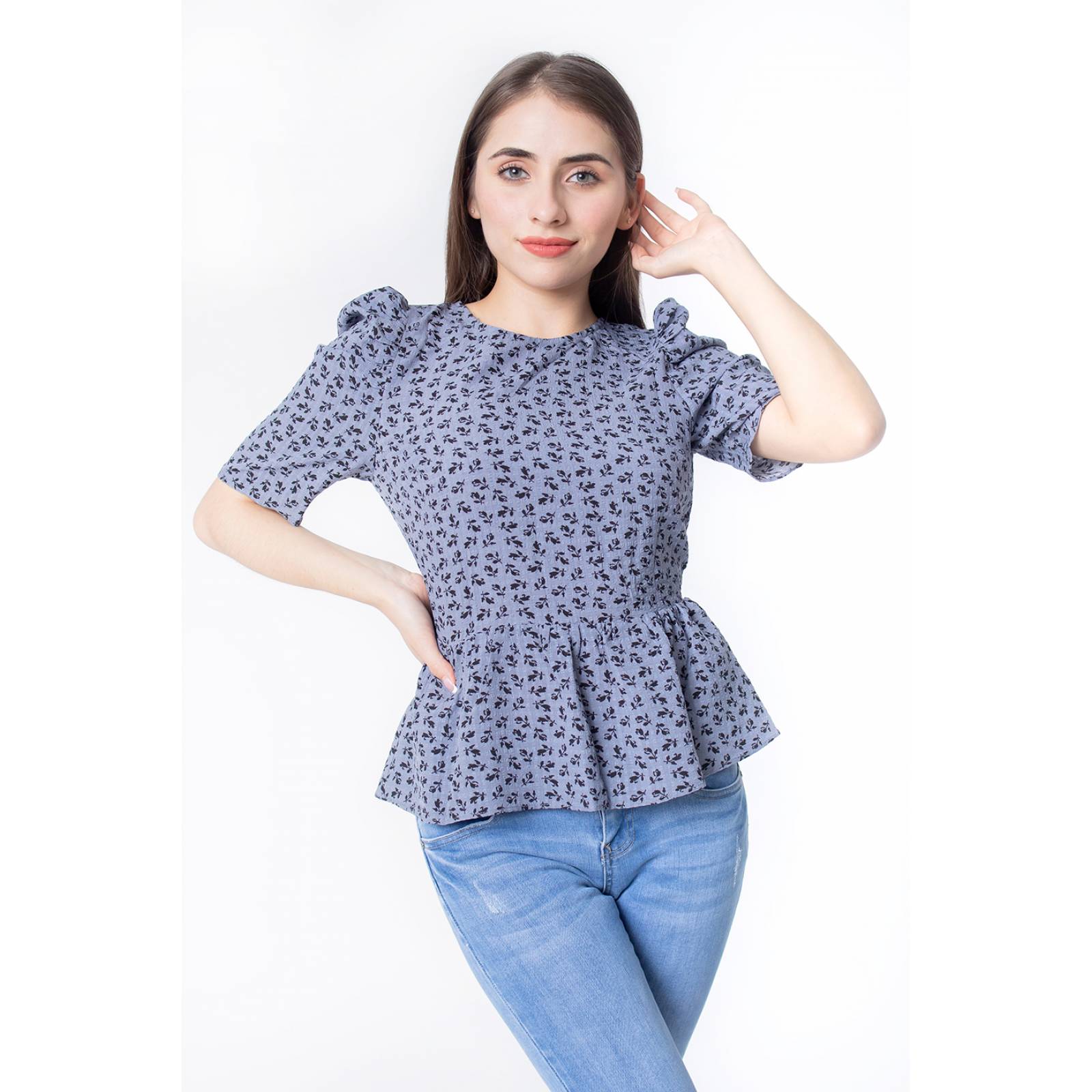 Blusa estampado de flores para mujer  escote en espalda