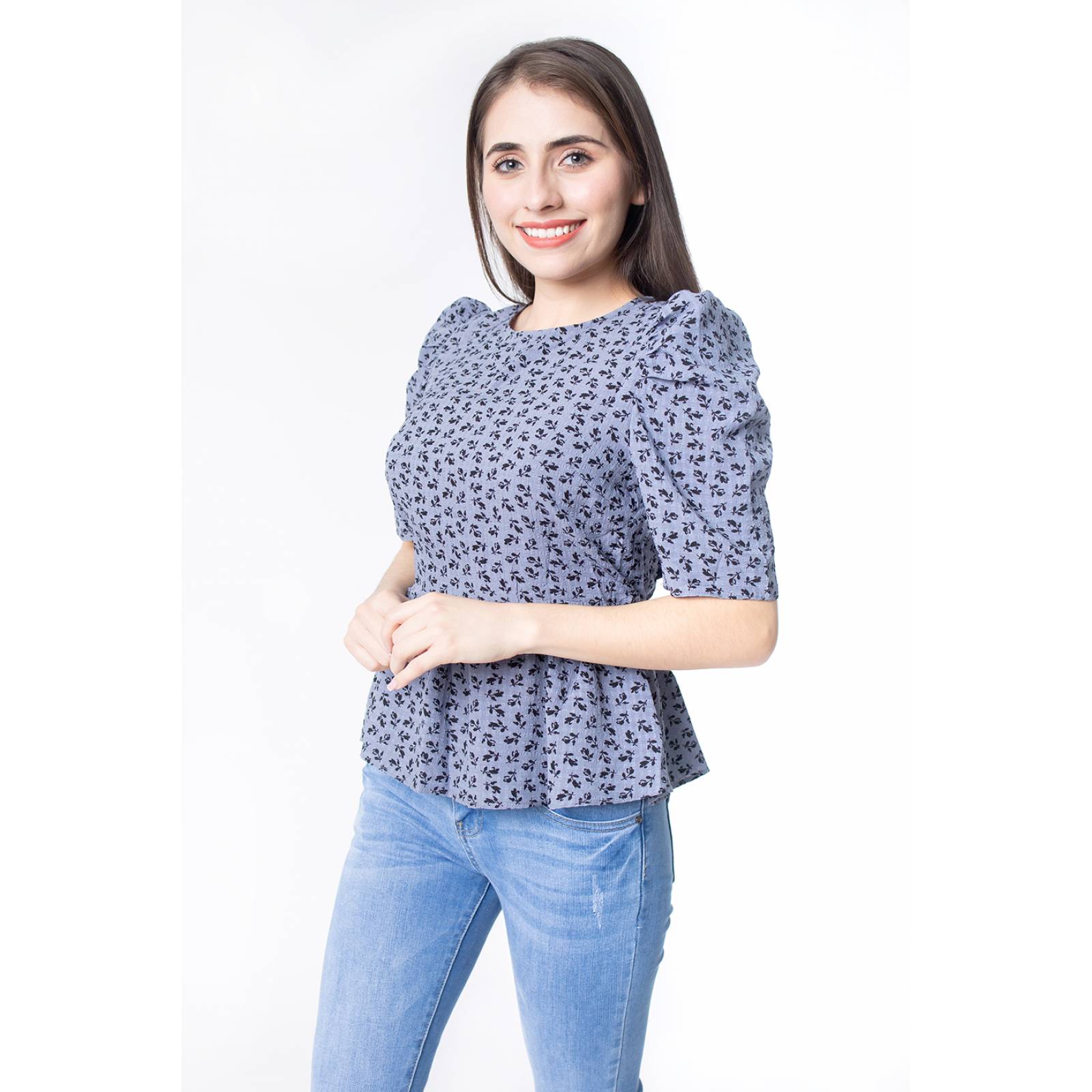 Blusa estampado de flores para mujer  escote en espalda