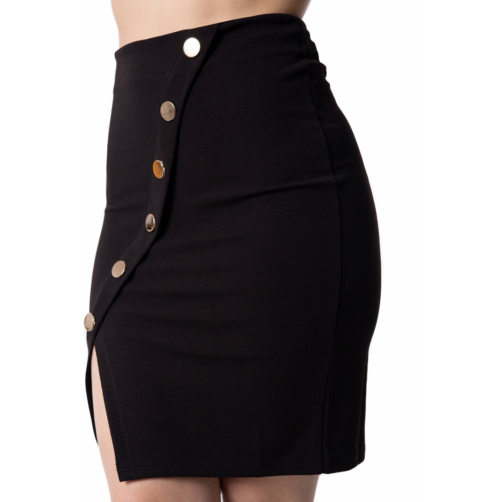 Falda con botones en diagonal con abertura