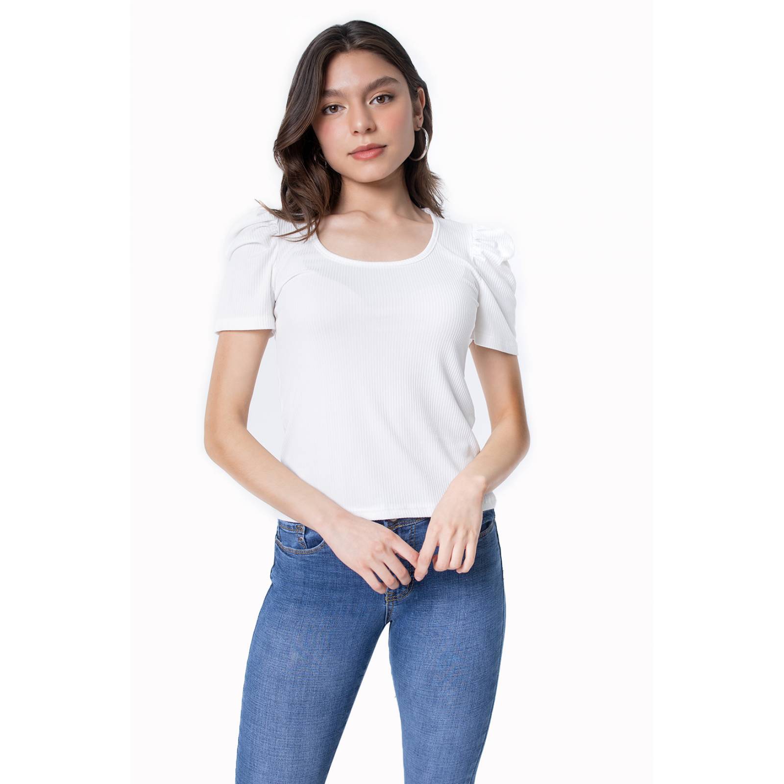 Blusa detalle de encaje espalda con transparencia para mujer