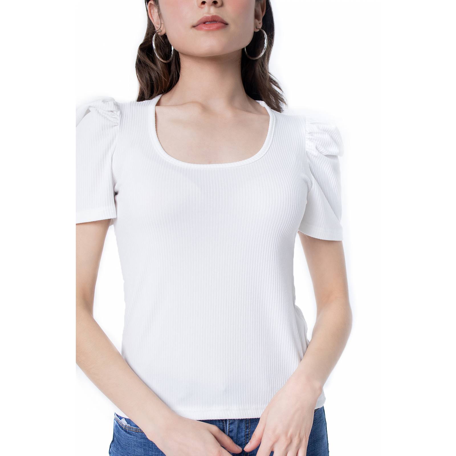 Blusa detalle de encaje espalda con transparencia para mujer