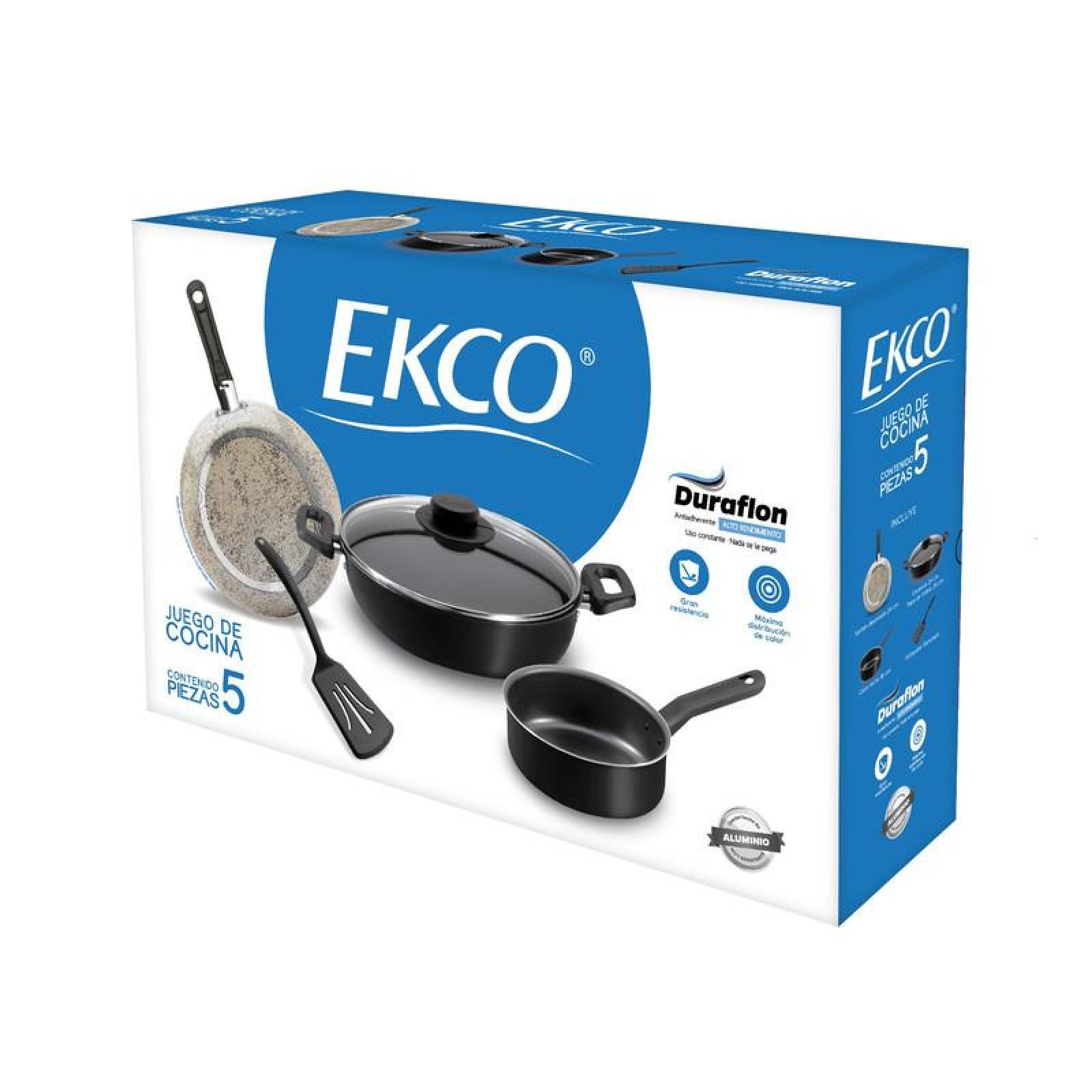Batería de Cocina 5 Piezas Ekco Stone Con Duraflon Hecha de Aluminio 