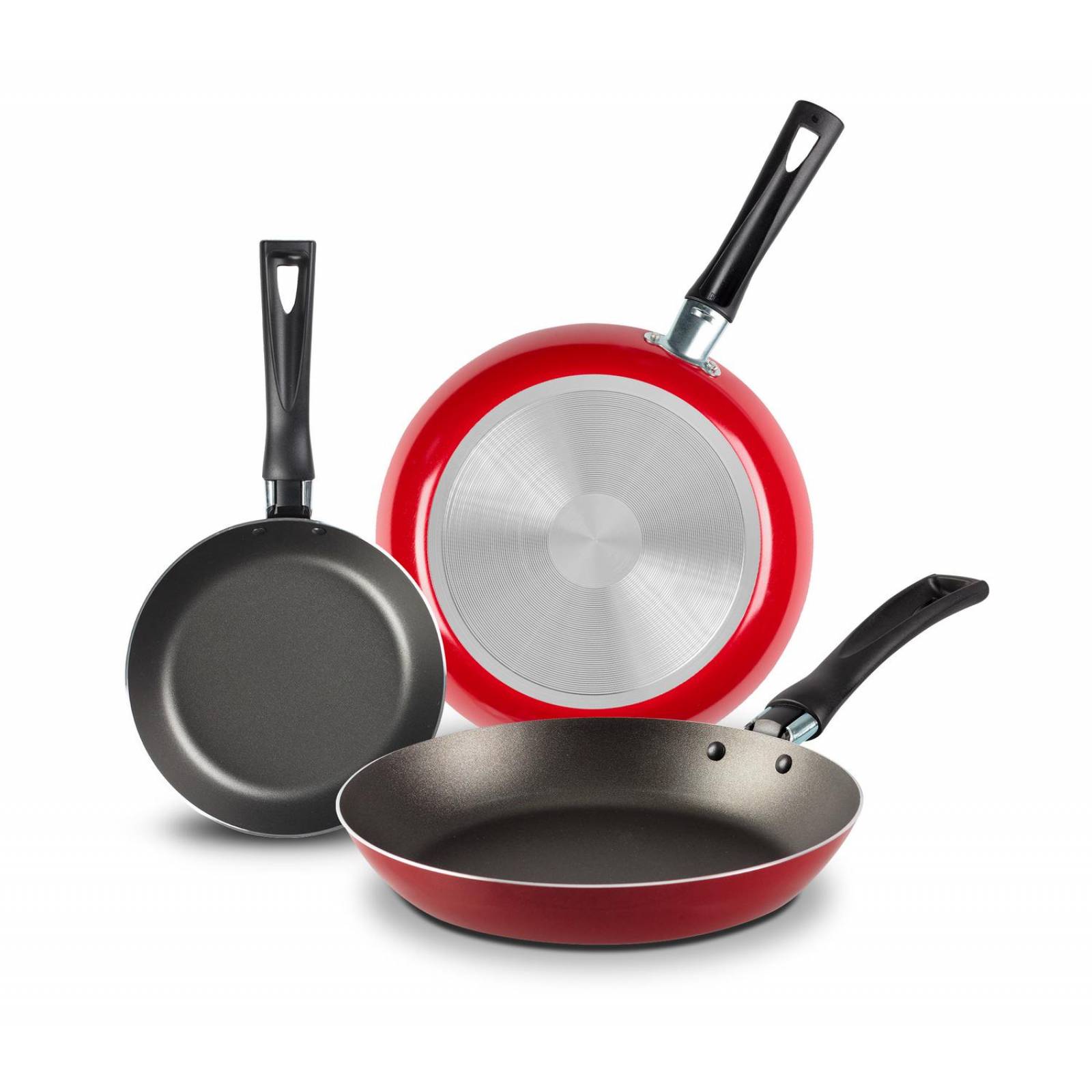 Juego de Sartenes Ekco Rojo 3 Piezas de Aluminio 