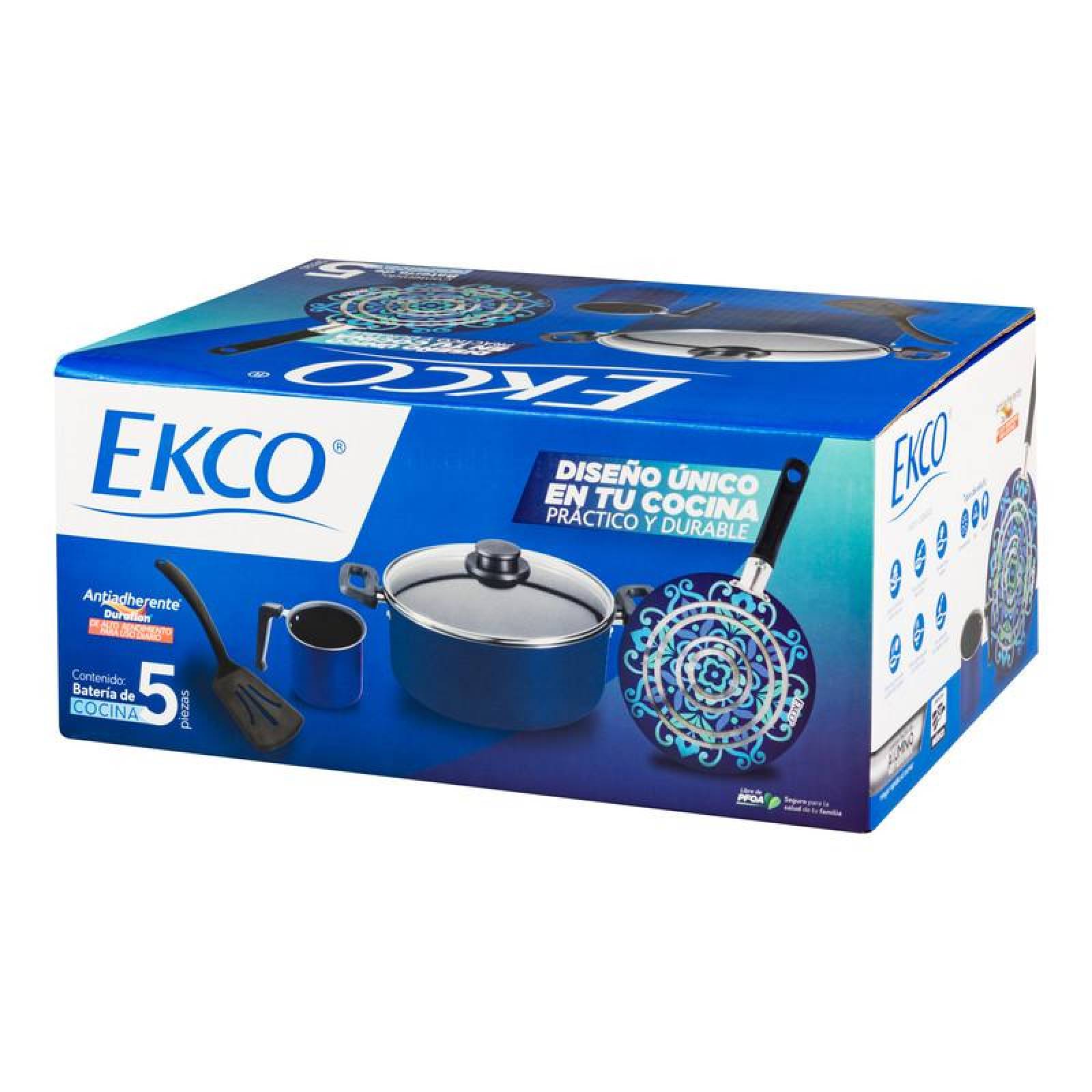 Batería de Cocina Azul 5 Piezas Ekco de Aluminio