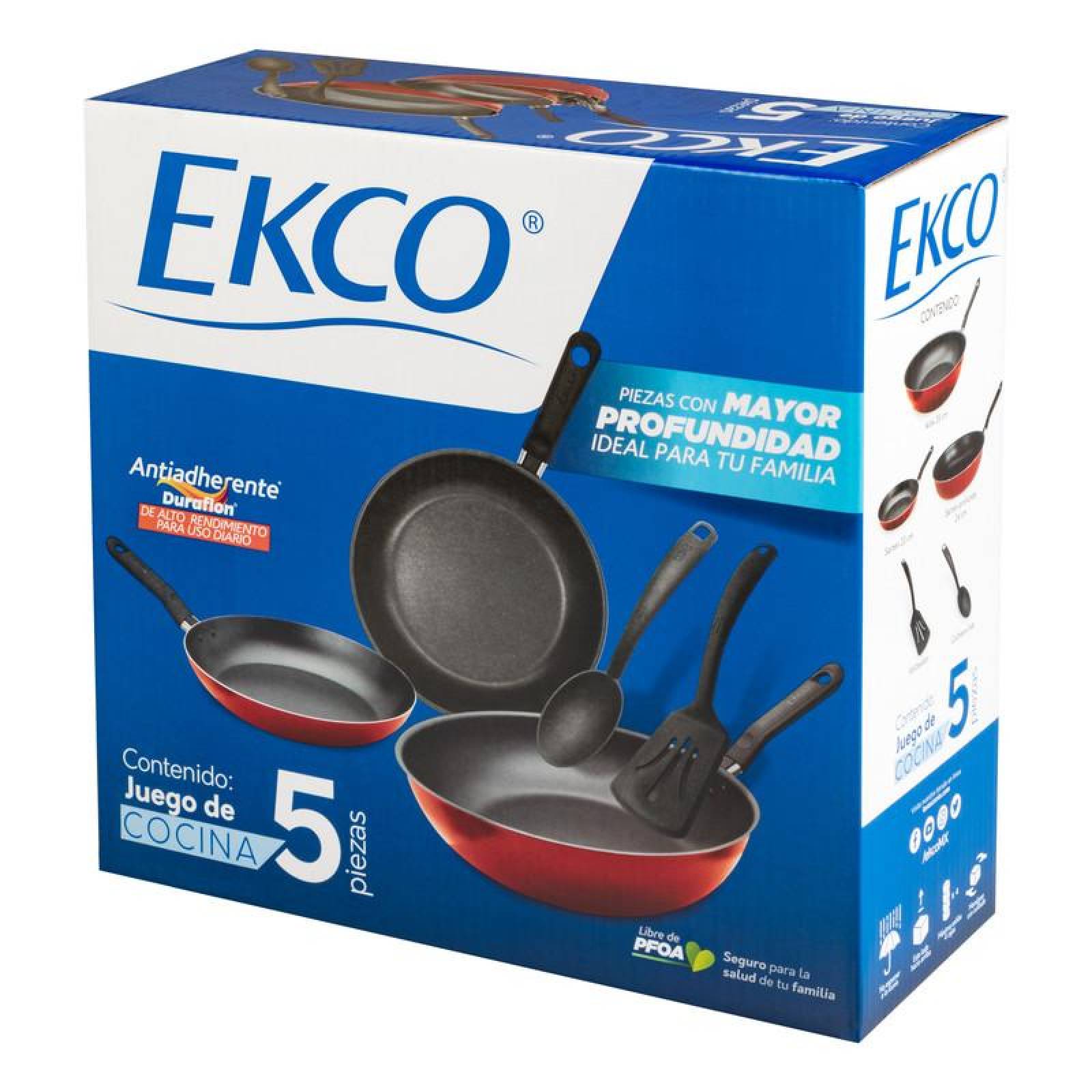 Juego de Cocina Ekco Rojo 5 Piezas Hecho de Aluminio