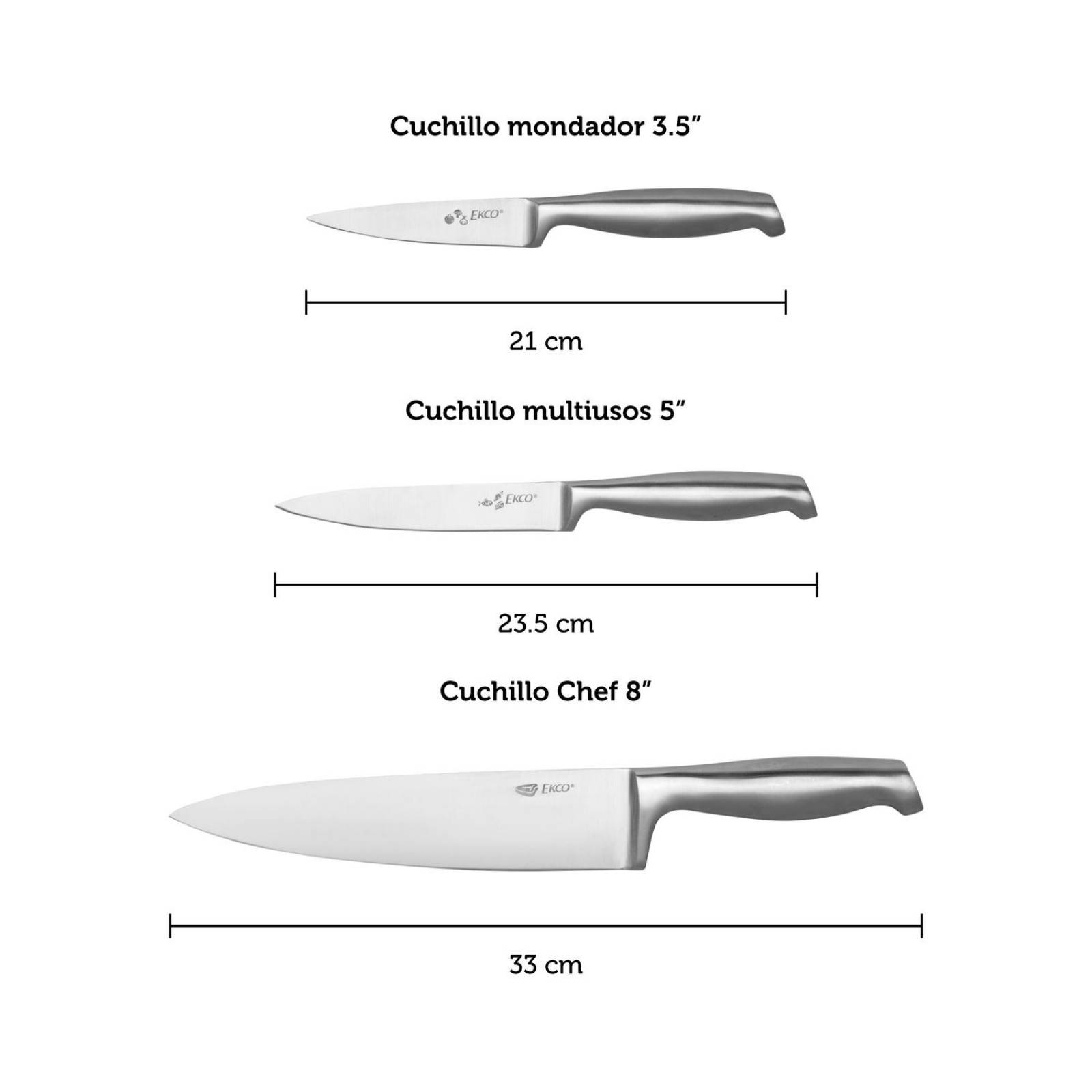 Cuchillos de Acero inoxidable marca Ekco