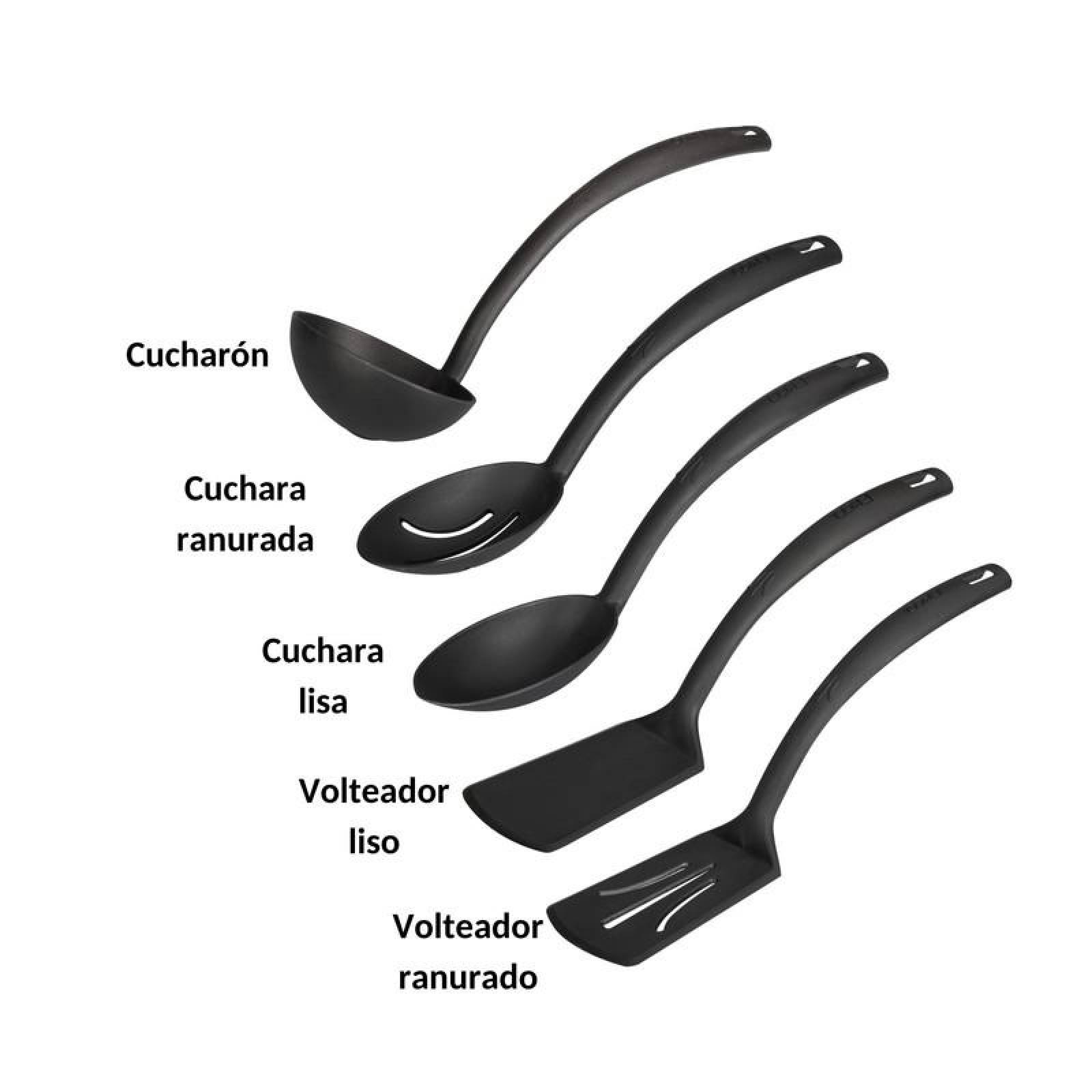 Set de Utensilios de Cocina Ekco Curvo 5 Piezas Hechos de Nylon 