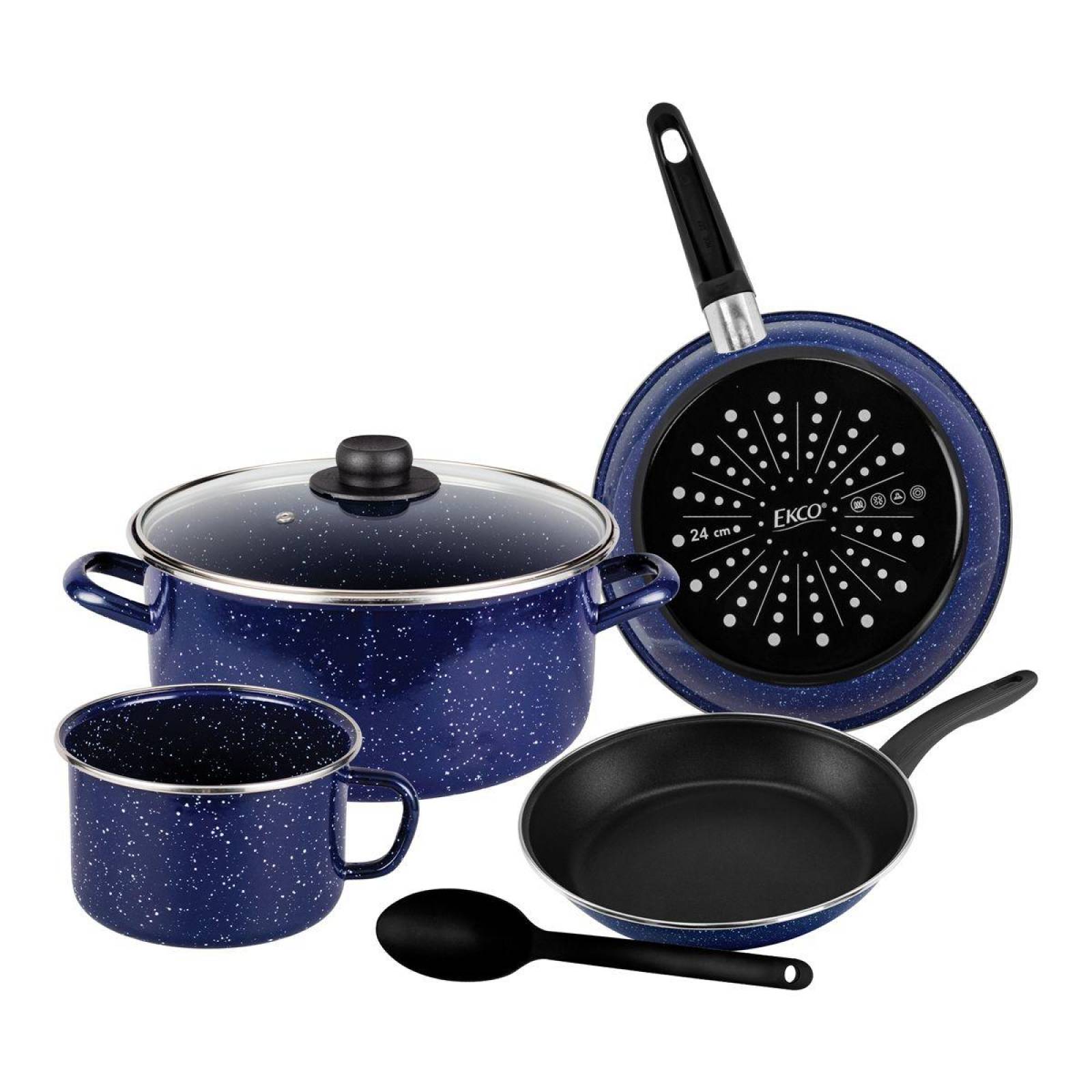 Batería de Cocina 6 piezas Azul Marino Ekco de Acero Esmaltado 
