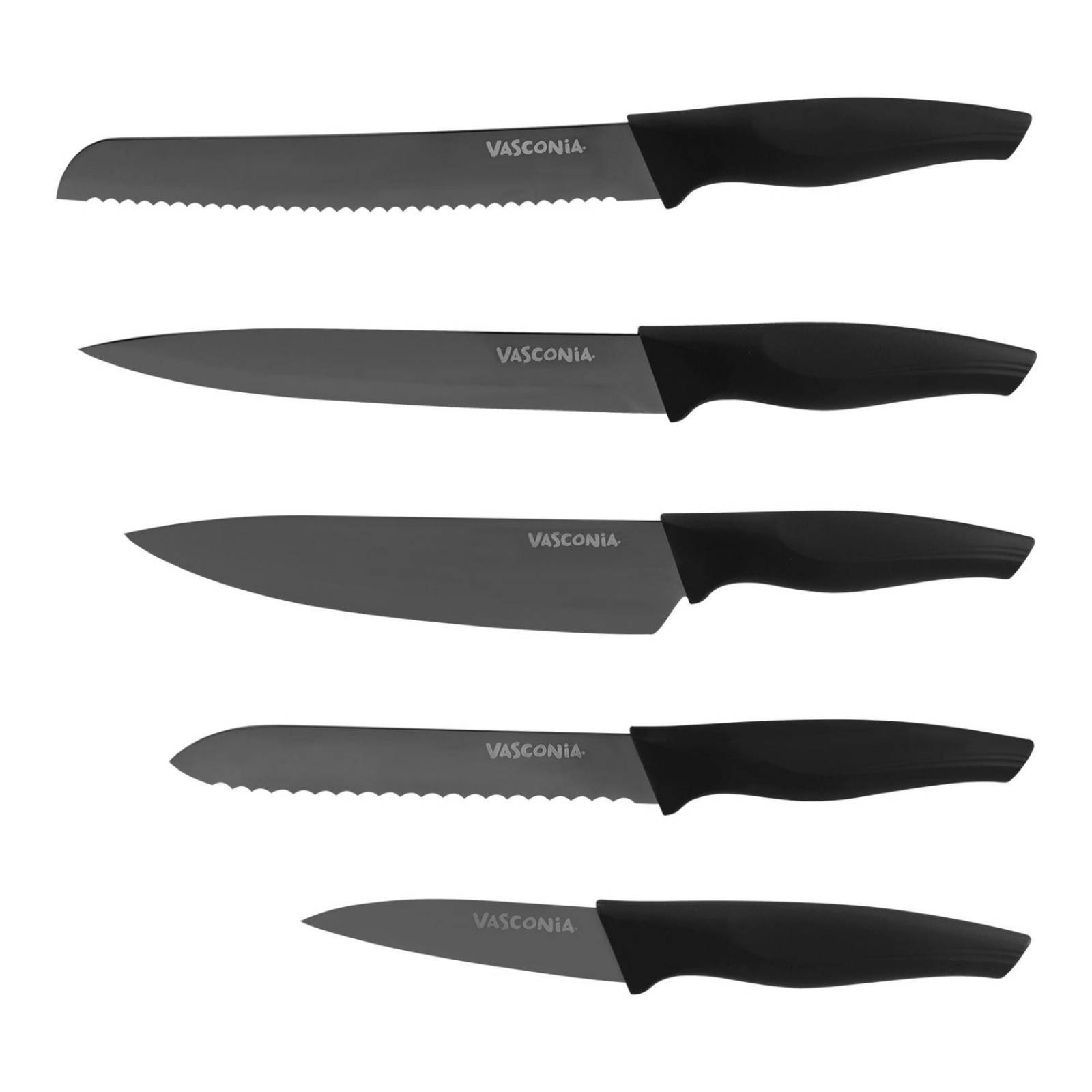 Set de Cuchillos Vasconia 6 Piezas y Tabla Para Picar de Bambú