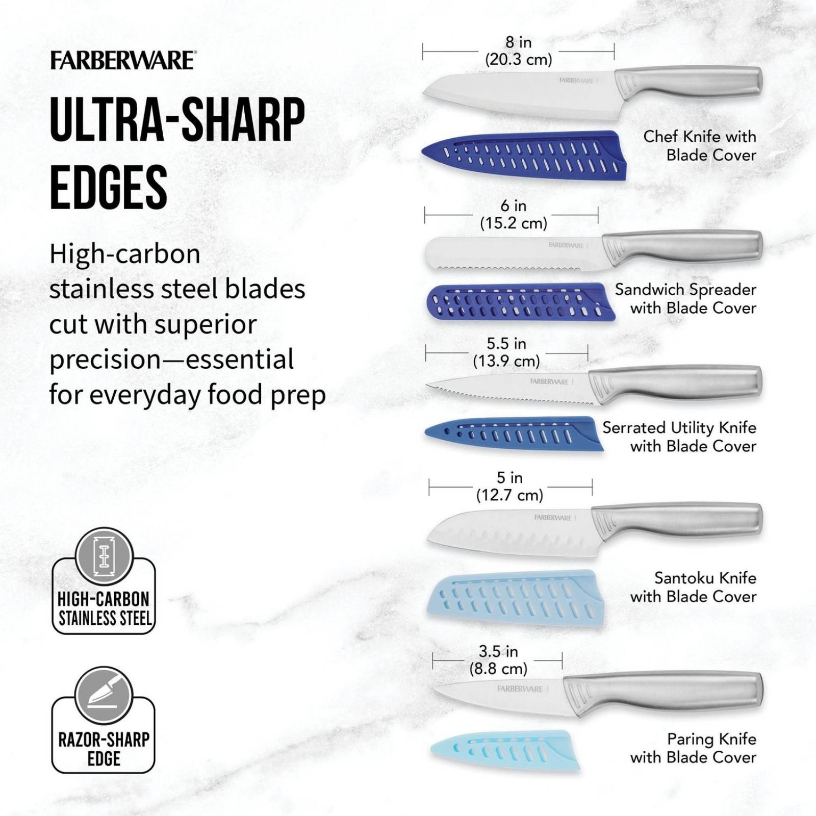 Set de Cuchillos 10 Piezas Farberware de Acero Inoxidable 