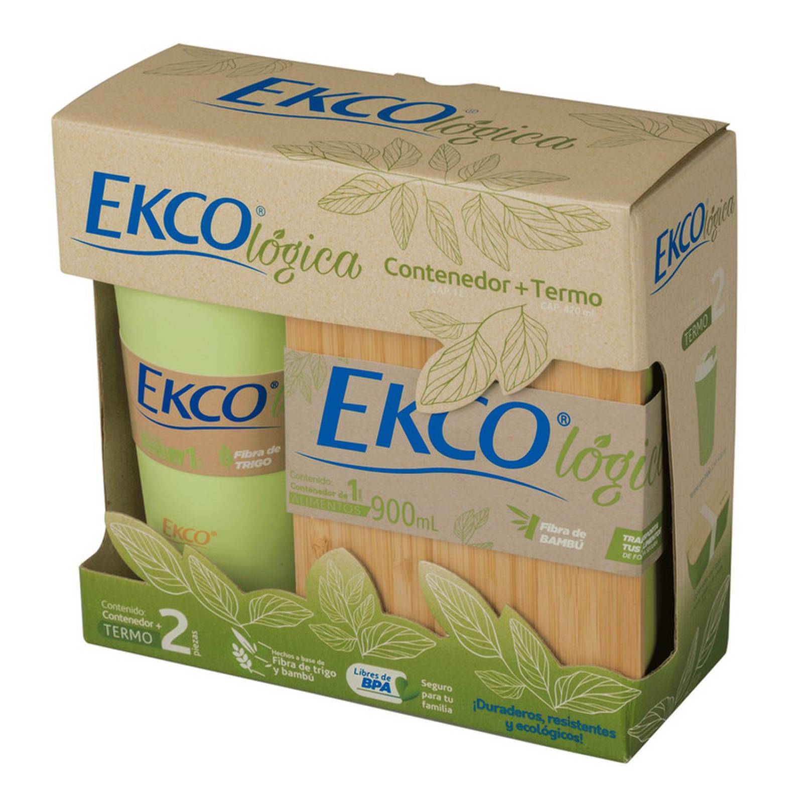 Set de Almuerzo Ekcologico Hecho de Fibra de Trigo y Bambú