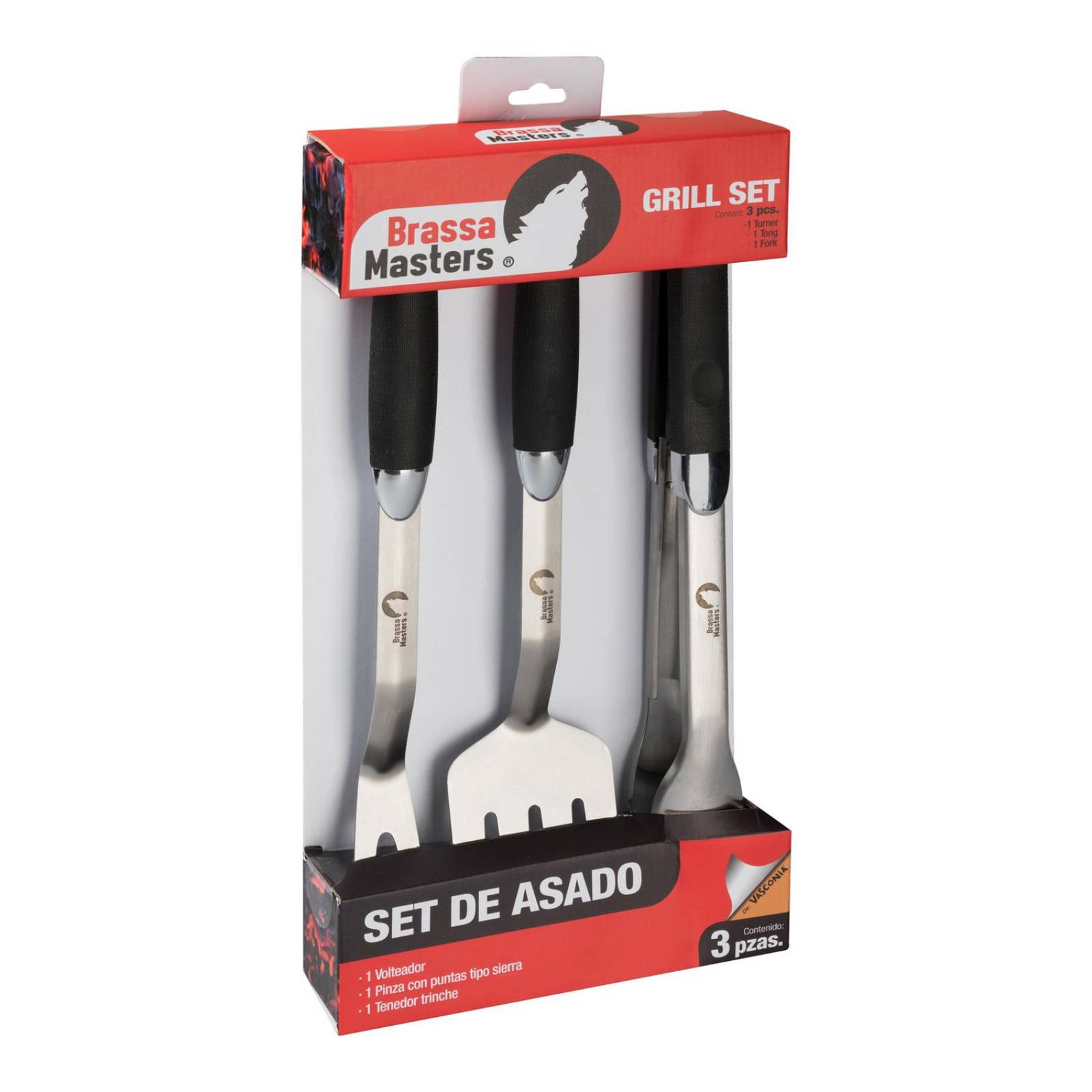 Set de asado con utensilios para parrilla Brassa Masters 4 piezas 