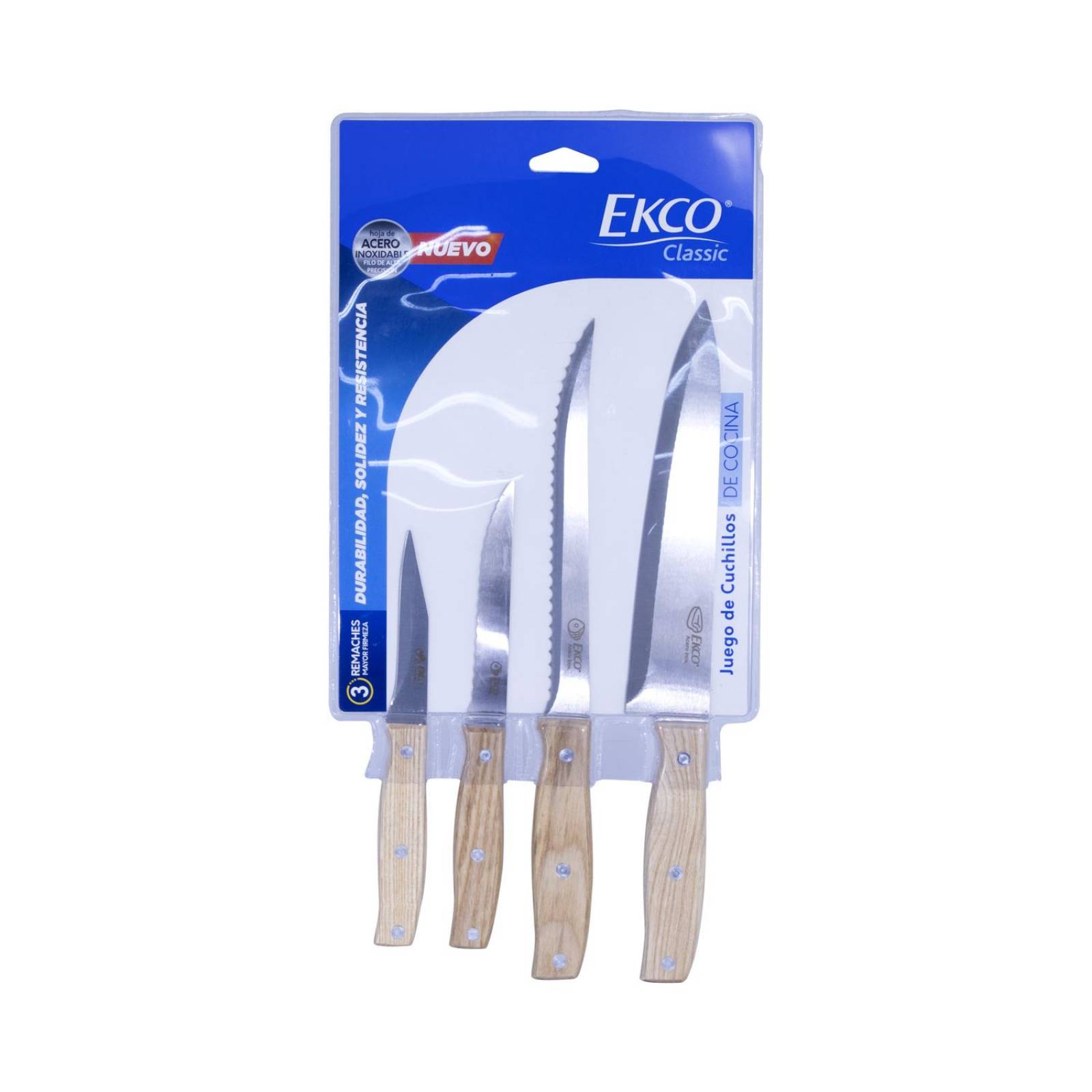 Set de cuchillos Ekco Classic 4 piezas con Mango de Madera 