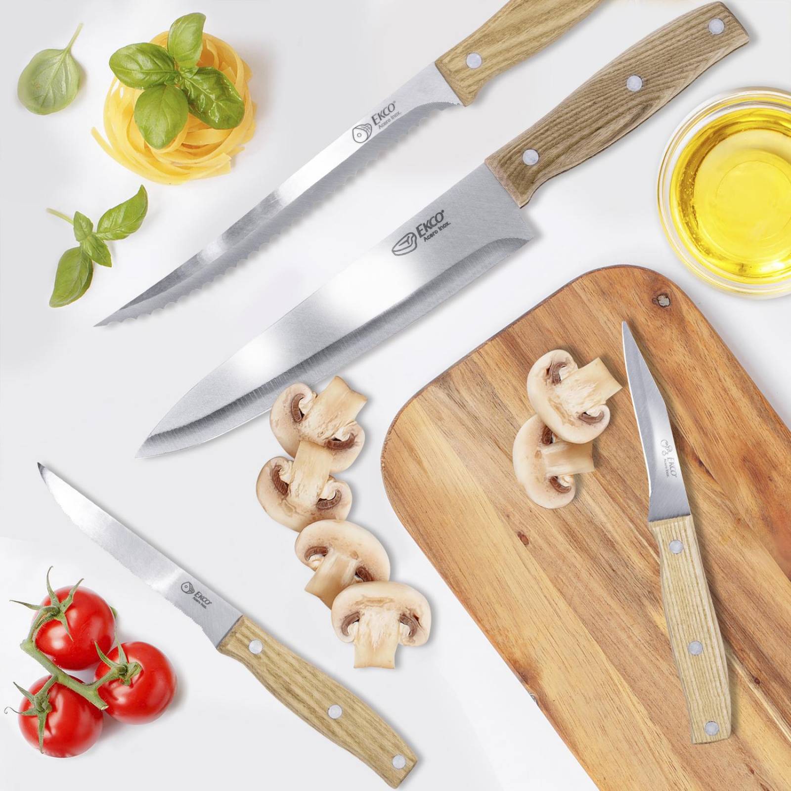 Set de cuchillos Ekco Classic 4 piezas con Mango de Madera 