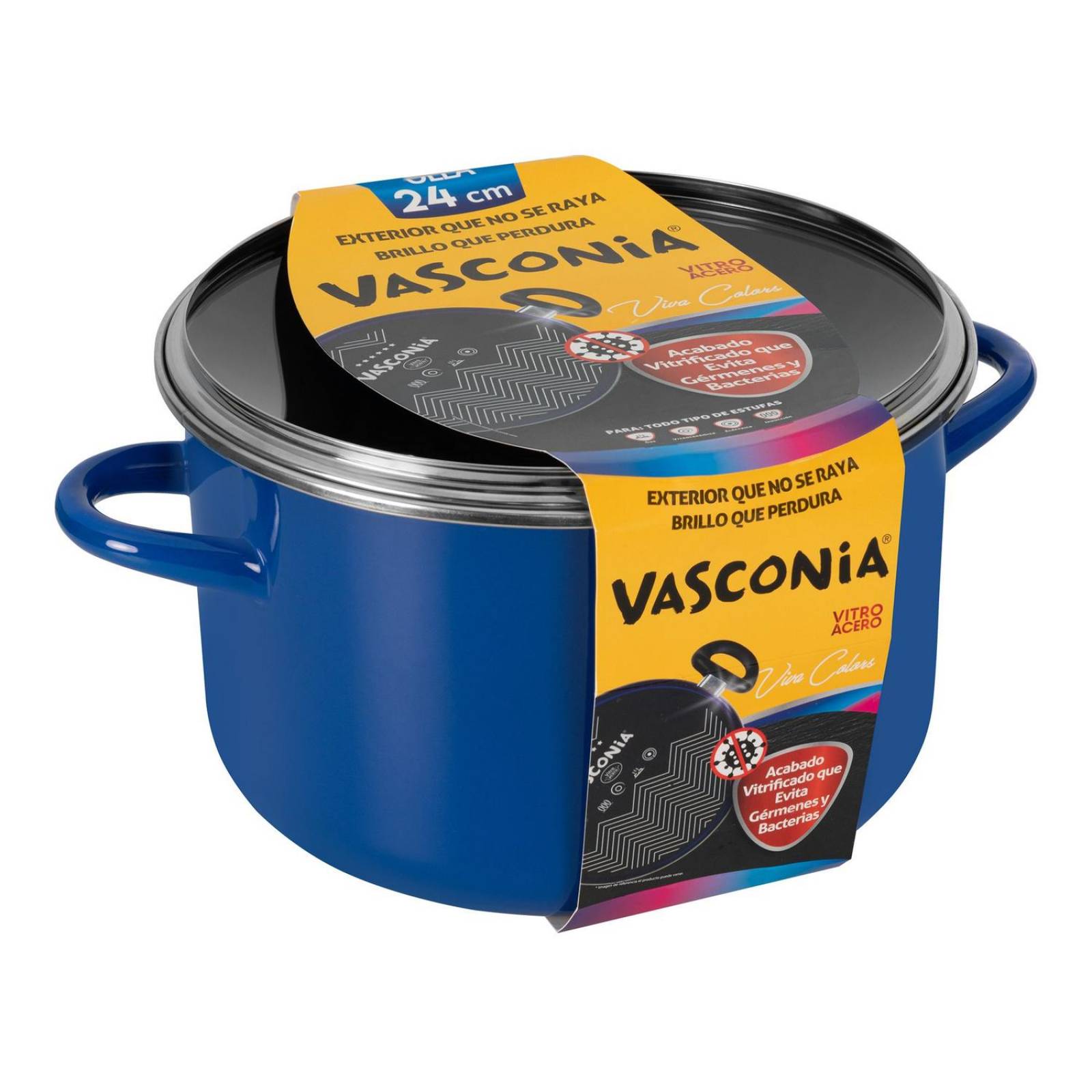 Olla de 24 cm con Tapa Vasconia Novo Viva Azul de Vitroacero