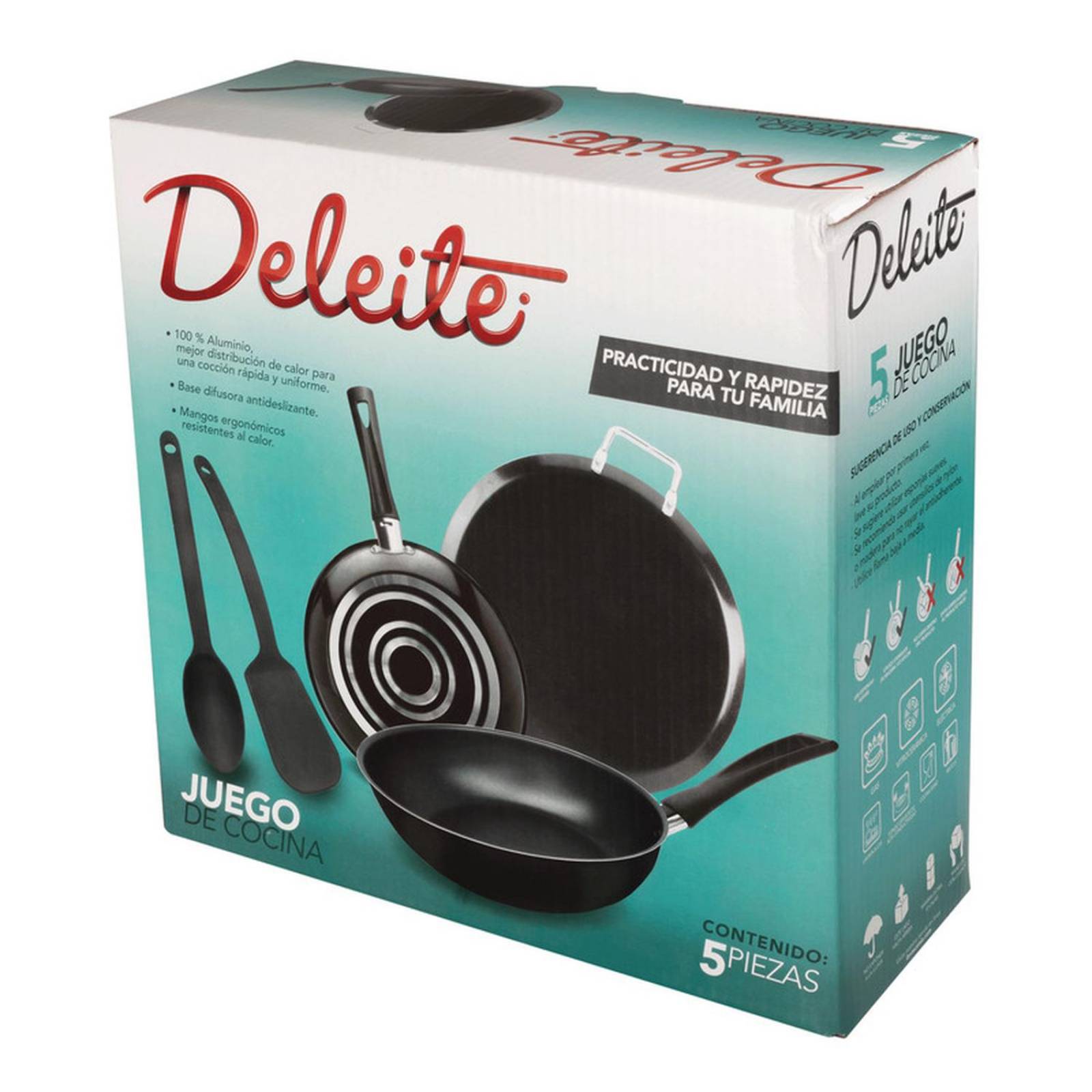 Batería de Cocina 5 Piezas Deleite de Aluminio con Antiadherente 