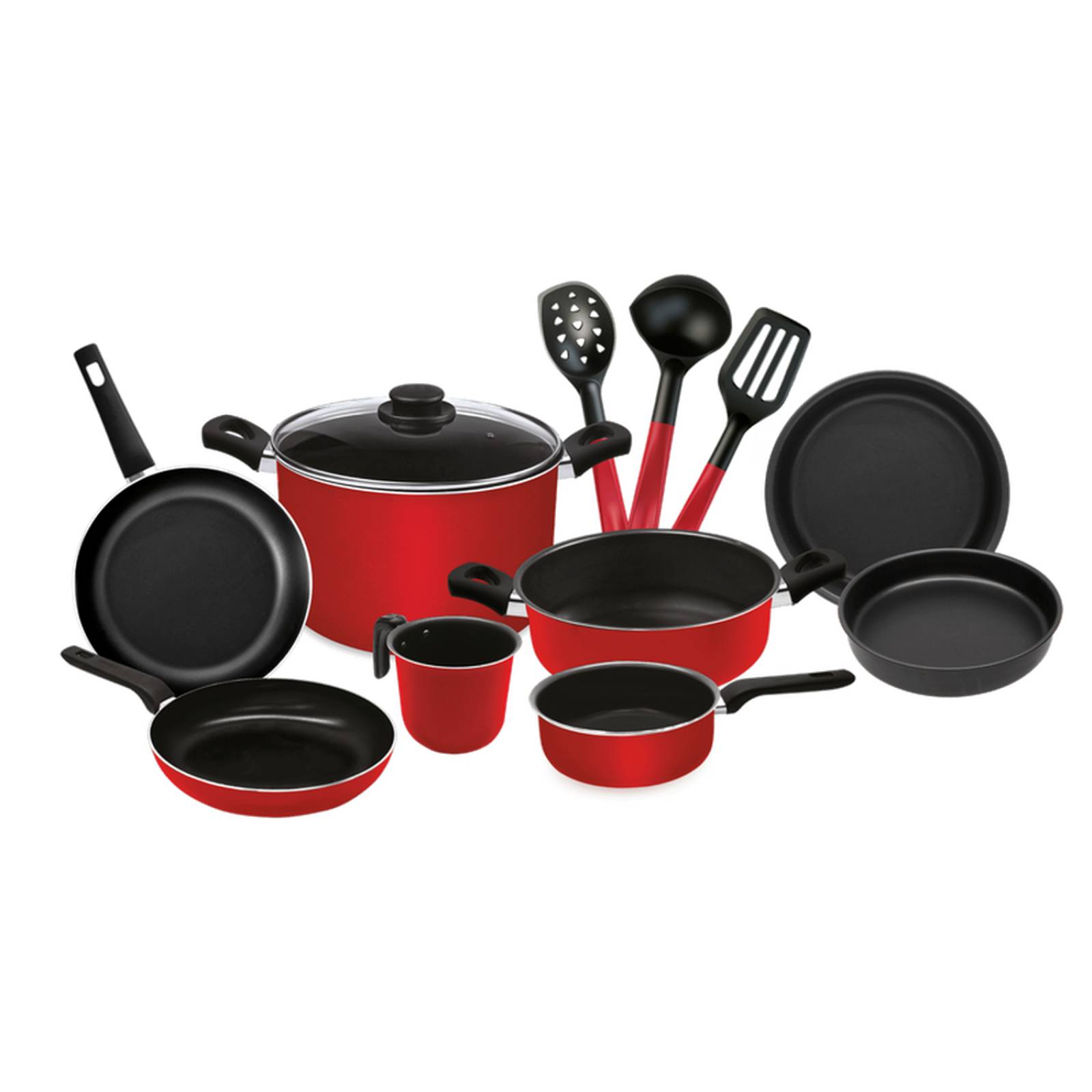 Batería de Cocina Vasconia 12 Piezas Rojo con Antiadherente