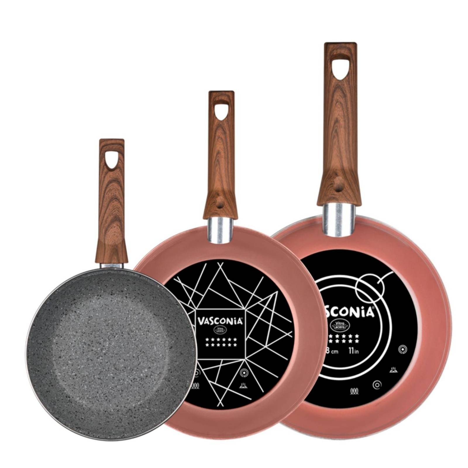 Juego de Sartenes Vasconia Prime 3 Piezas con Antiadherente 