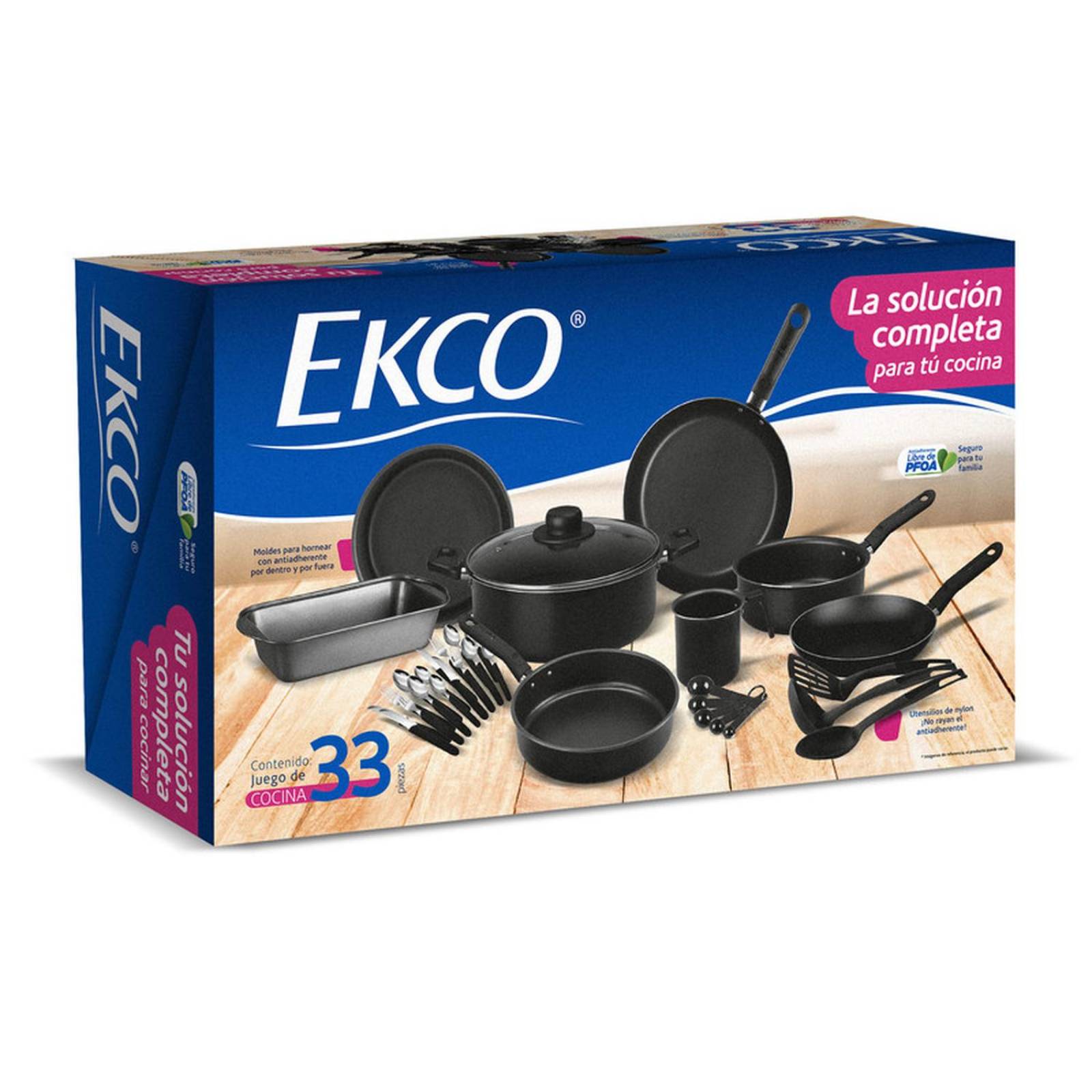 Batería de Cocina Ekco Color Negro con 33 Piezas