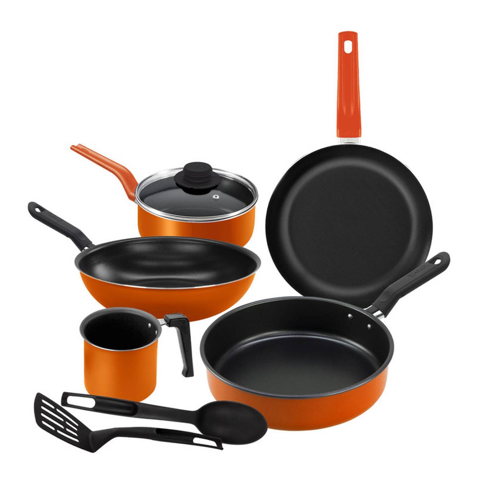 Batería de Cocina Antiadherente Ekco Color Naranja 7 Piezas 