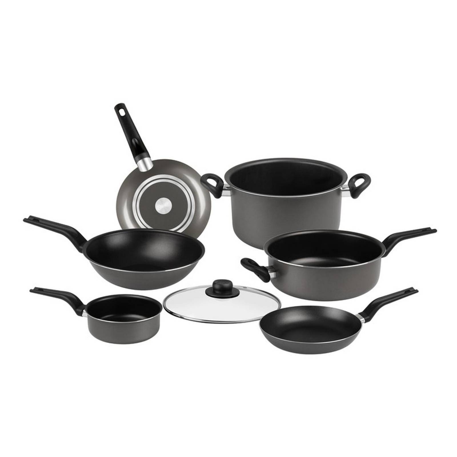 Batería de Cocina Negra con 7 Piezas Ekco Evolution Novo 