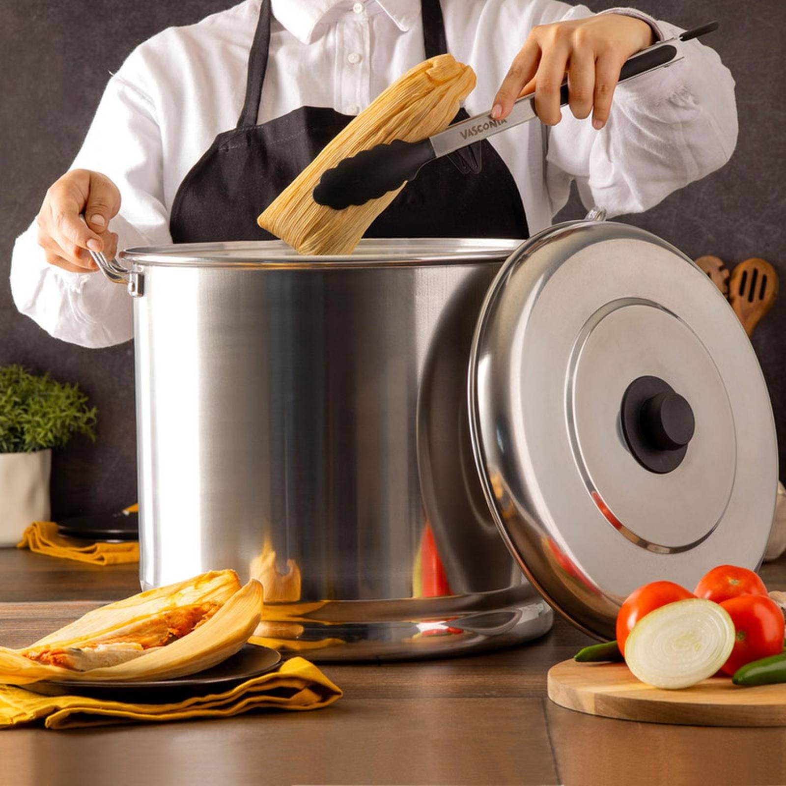 Vaporera Vasconia 26 Litros de Aluminio con Tapa 