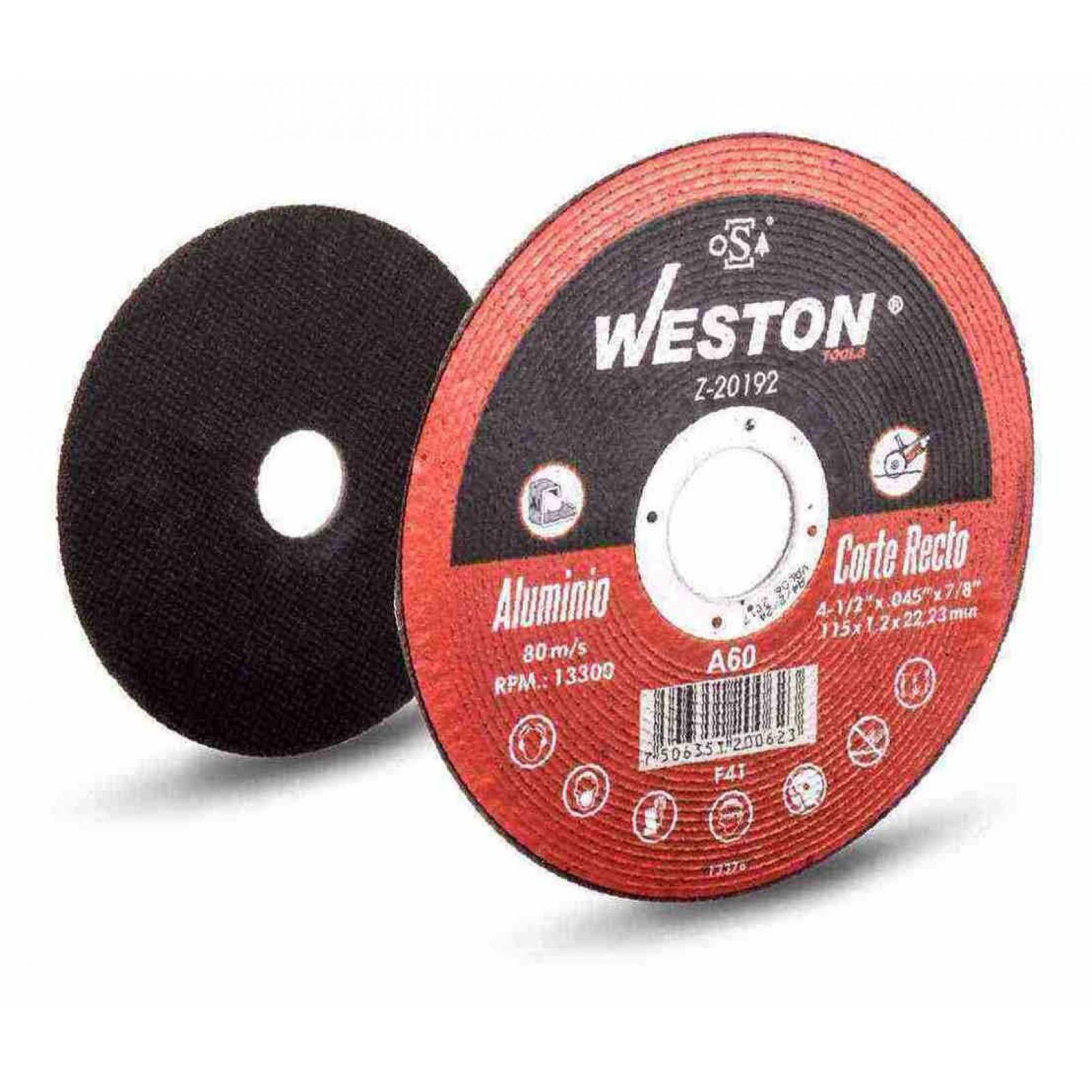 Disco Para Aluminio 4-1/2 X .045" Corte Rec Weston PLUS