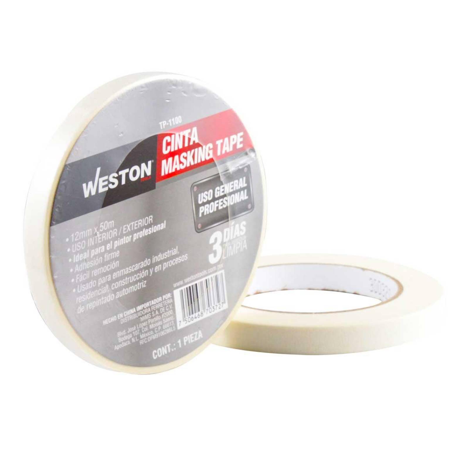 Cinta Masking Tape 12Mm X 50M - Caja C/144 Weston Tools 