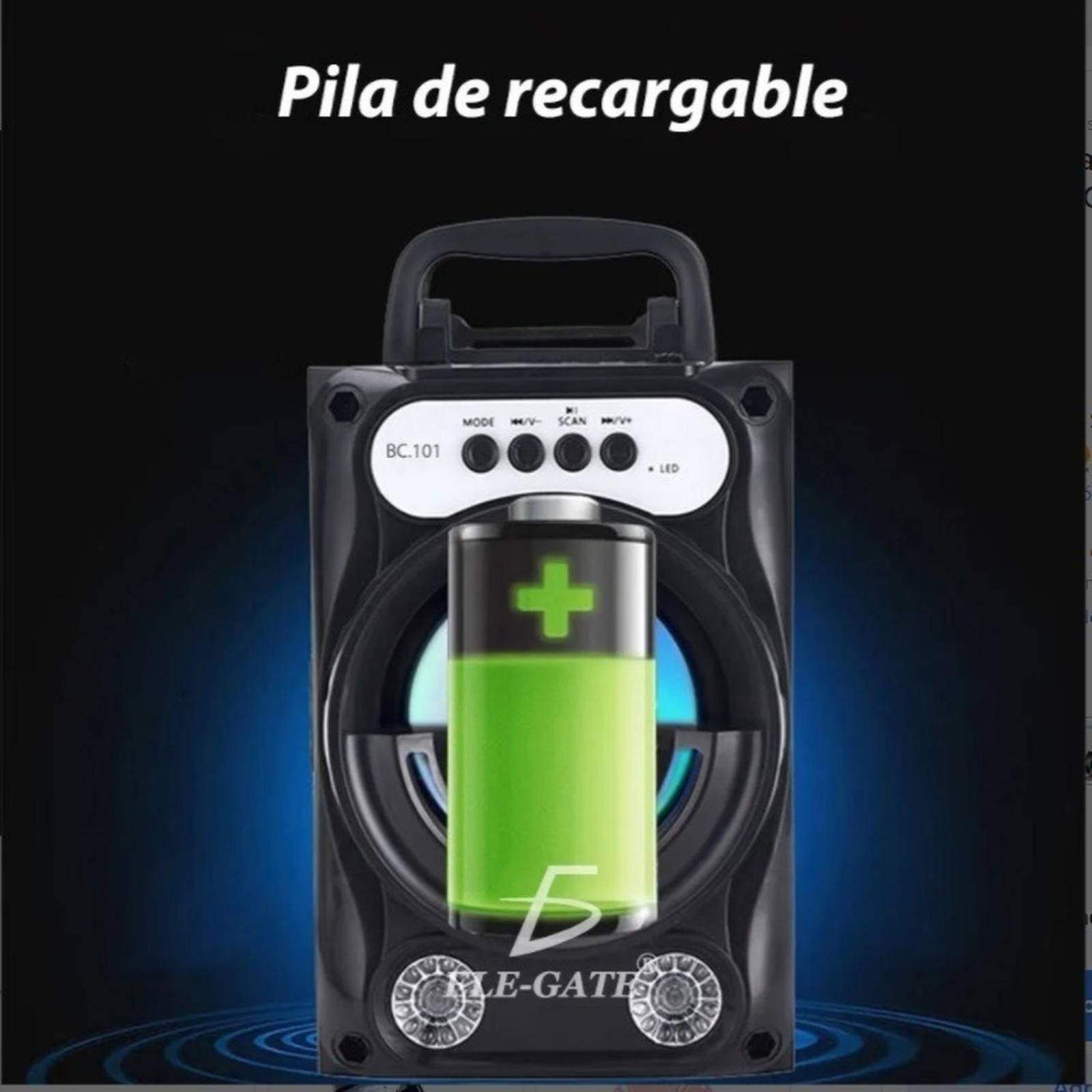 Bocina Portatil Bluetooth Recargable Negro 8