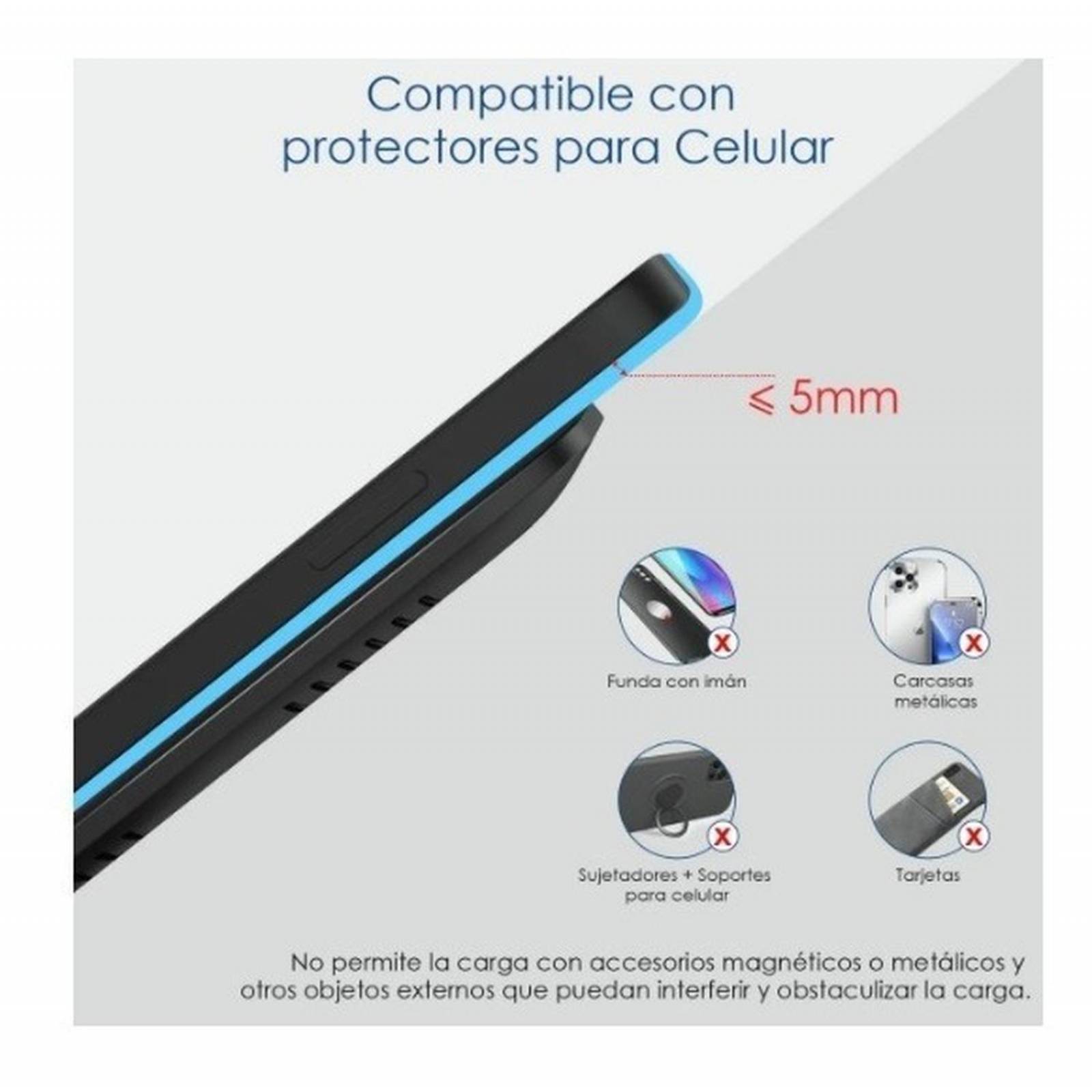 Cargador Inalámbrico Qi Con Carga Turbo Qc 3.0 Ip/sa 1 Hora 