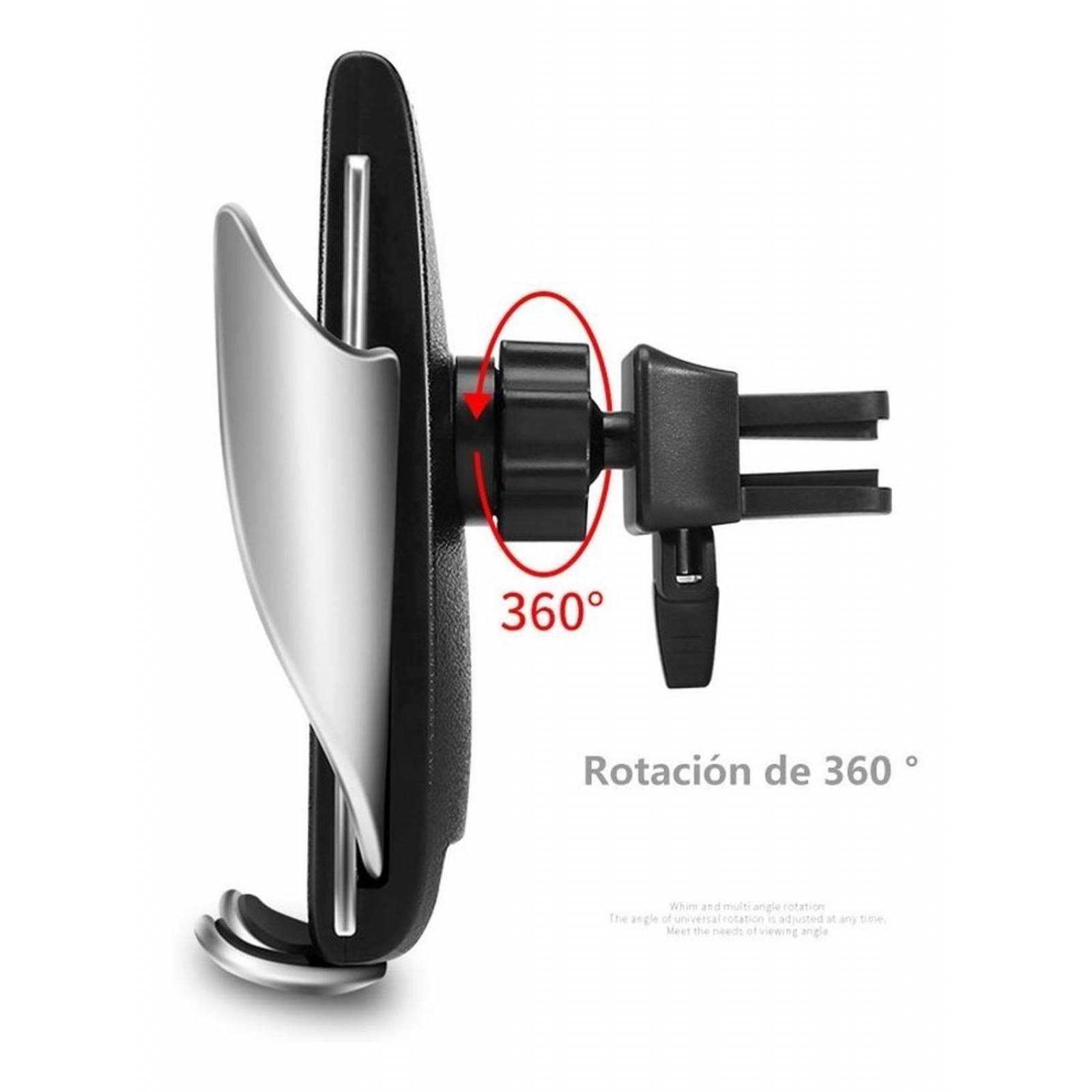 Soporte Cargador Inalambrico Para Auto Sensor Automatico Plateado