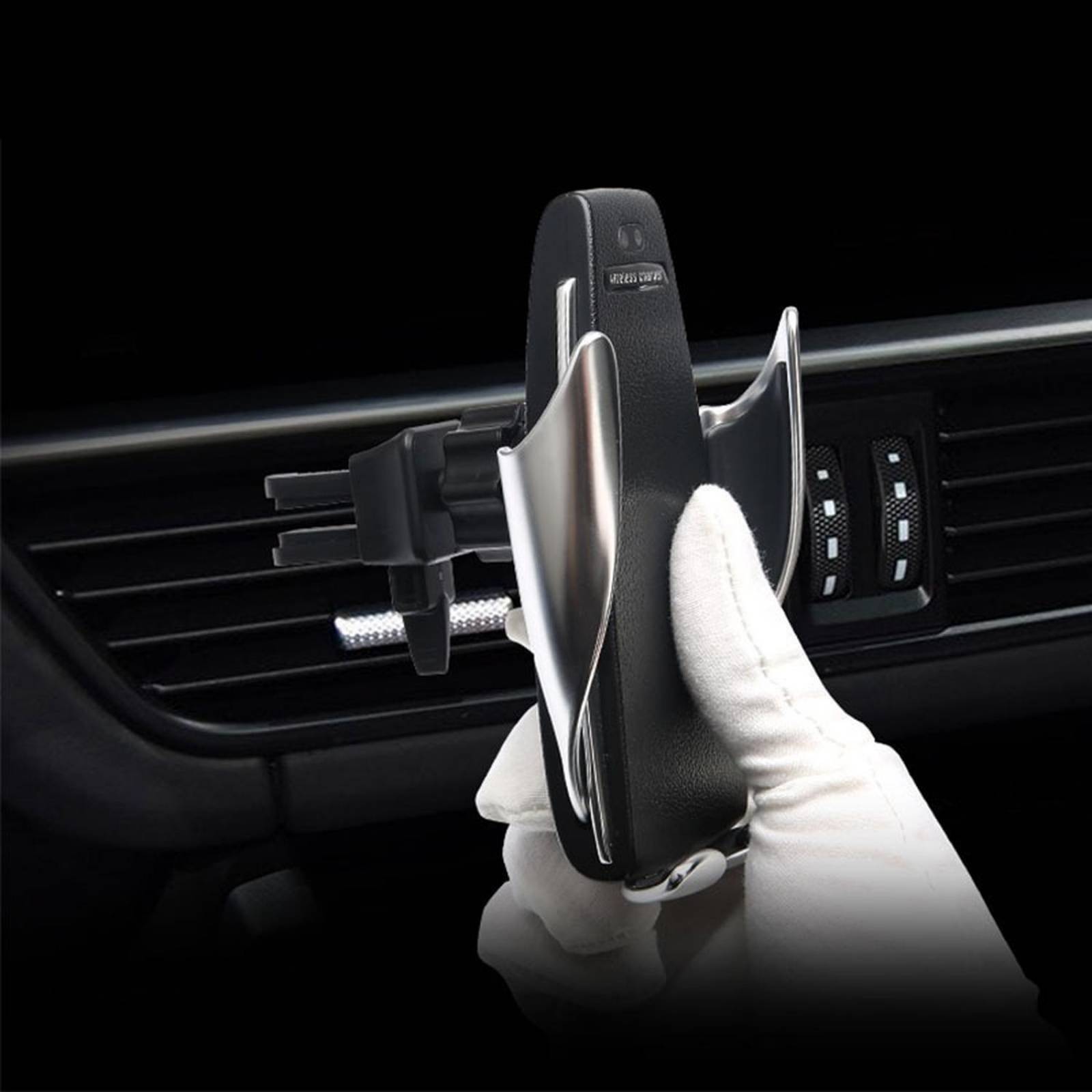 Soporte Cargador Inalambrico Para Auto Sensor Automatico Plateado