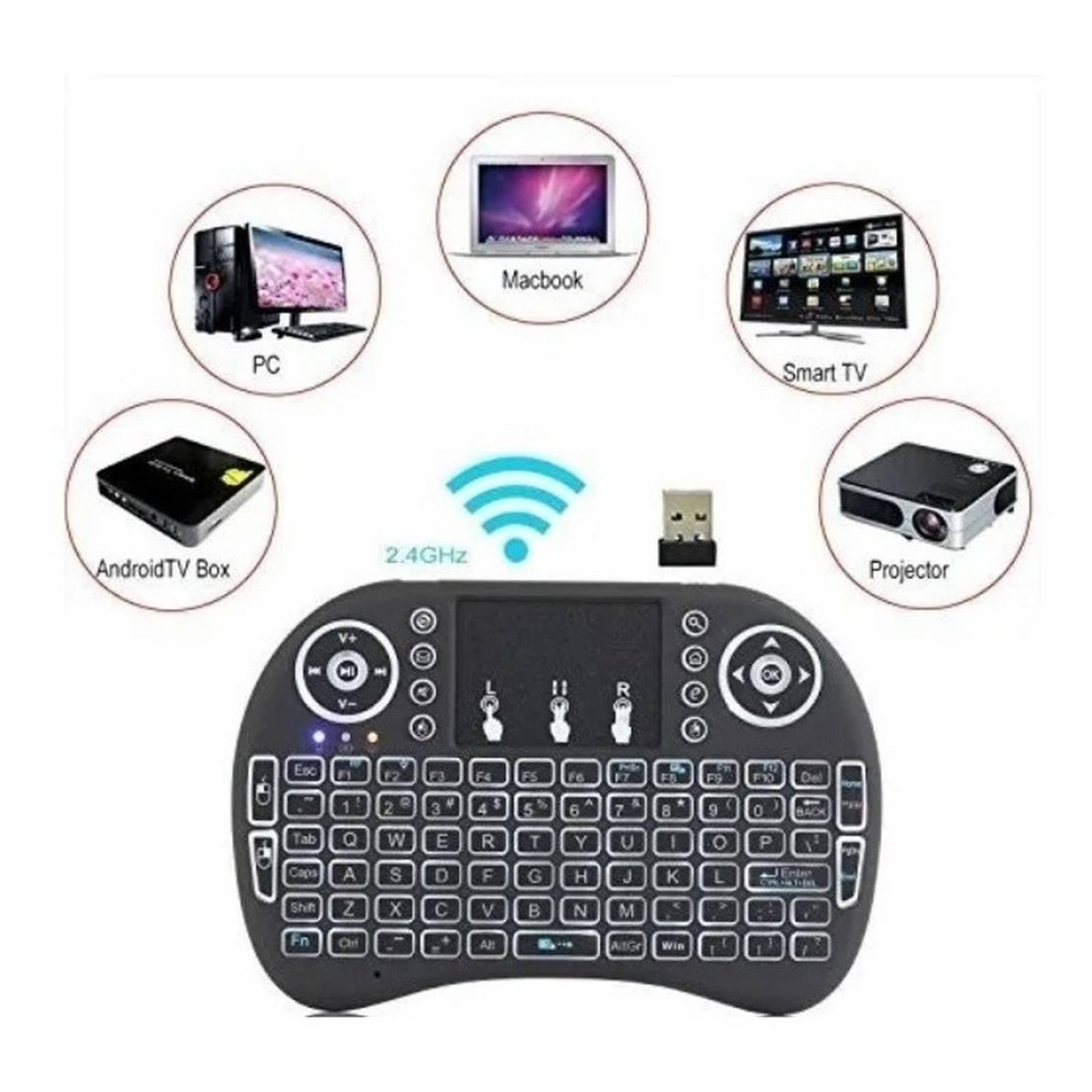 Mini Teclado Inalambrico Mouse Pad Usb Smartv Tvbox Xbox Pc 