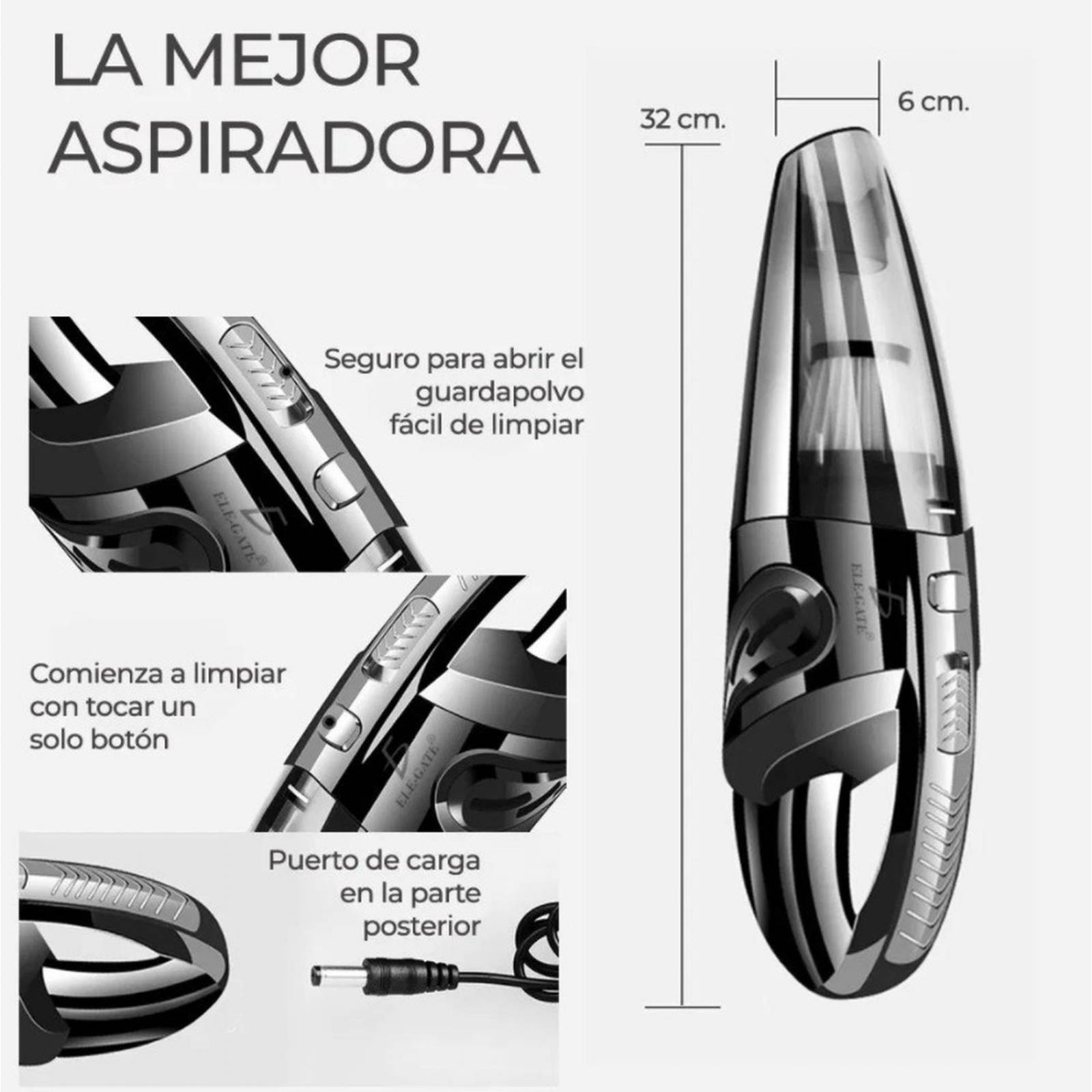 Aspiradora Portátil Inalámbrica Carga Usb Seco Mojado 