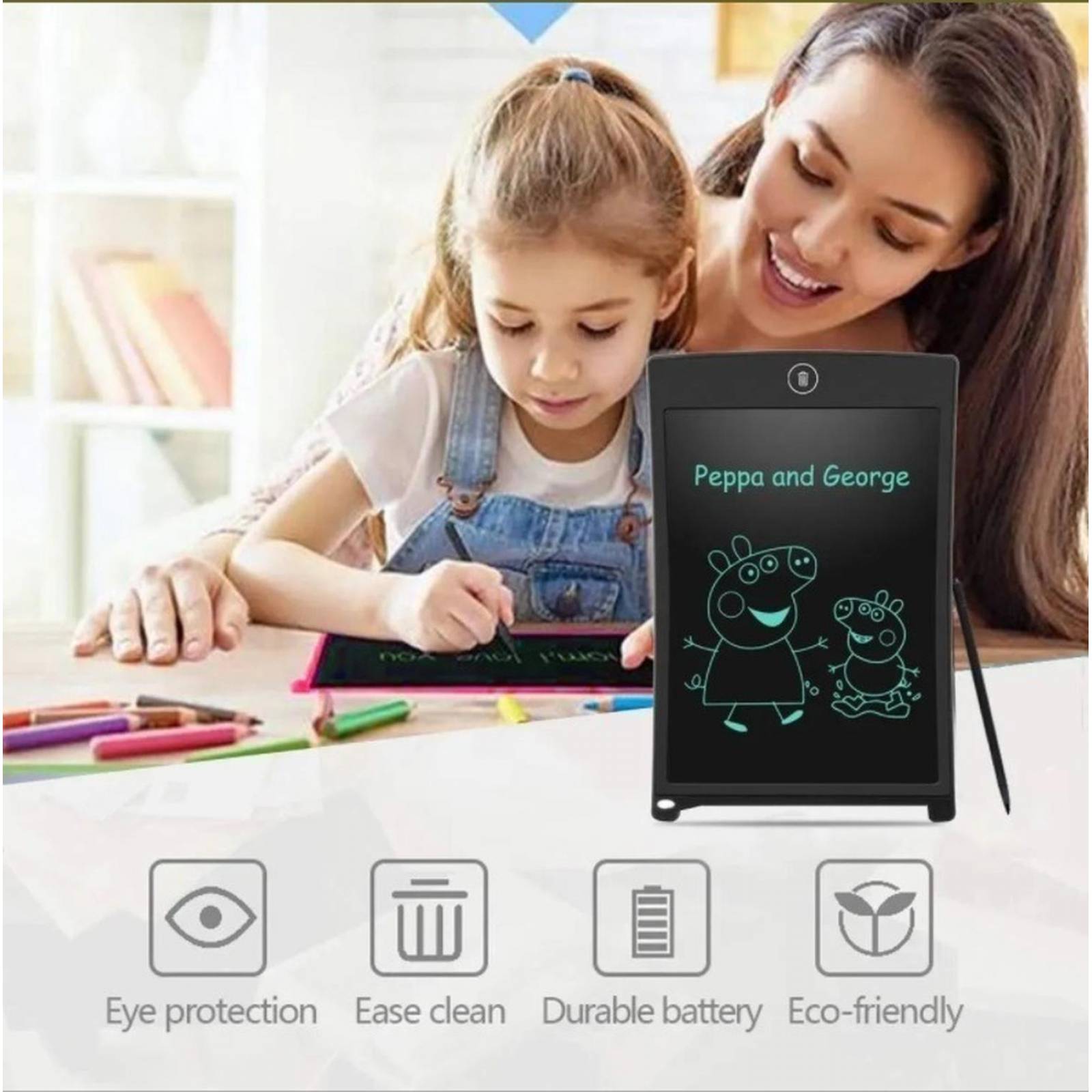 Tableta Digital De 8 Lcd Para Dibujo O Recados Negra 