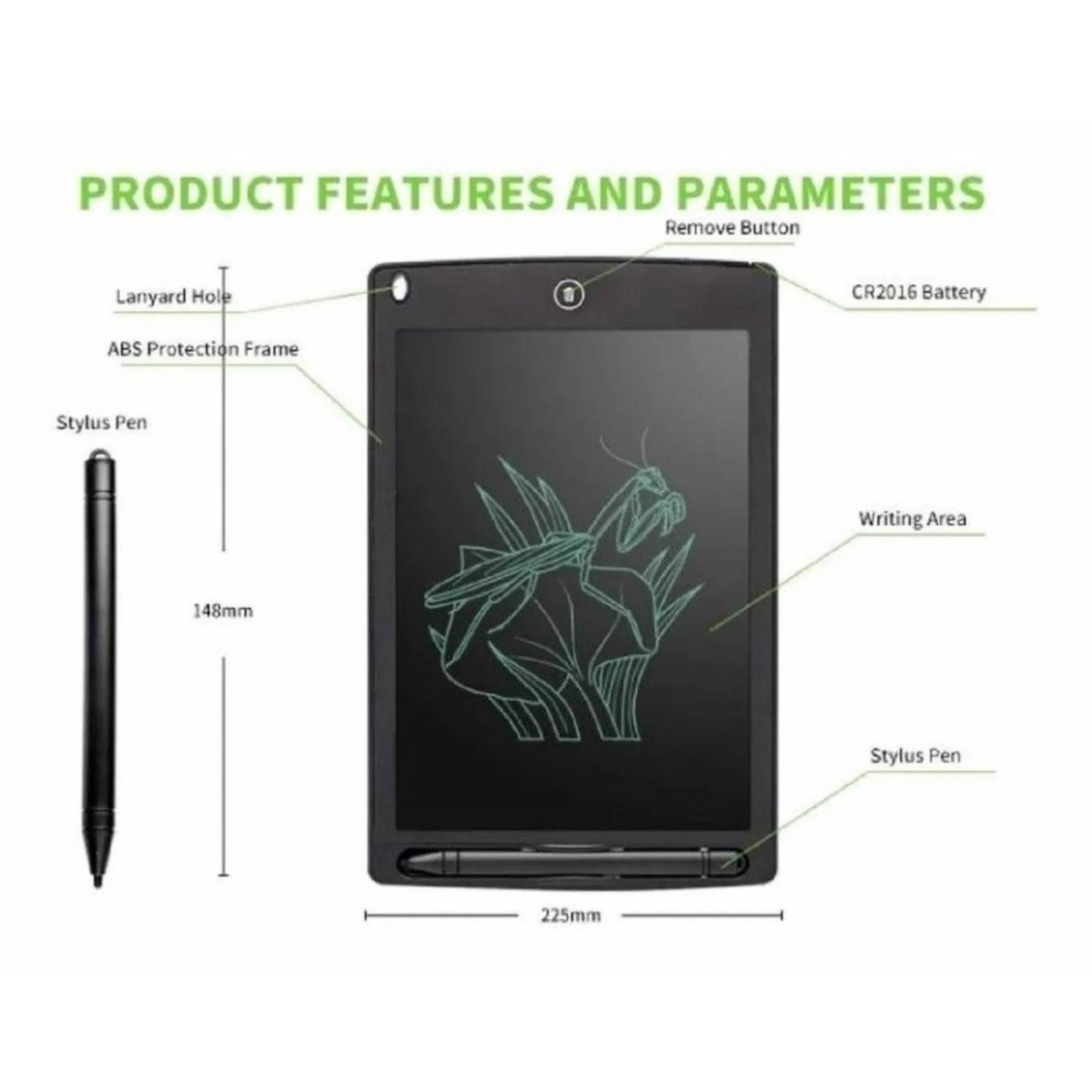 Tableta Digital De 8 Lcd Para Dibujo O Recados Negra 