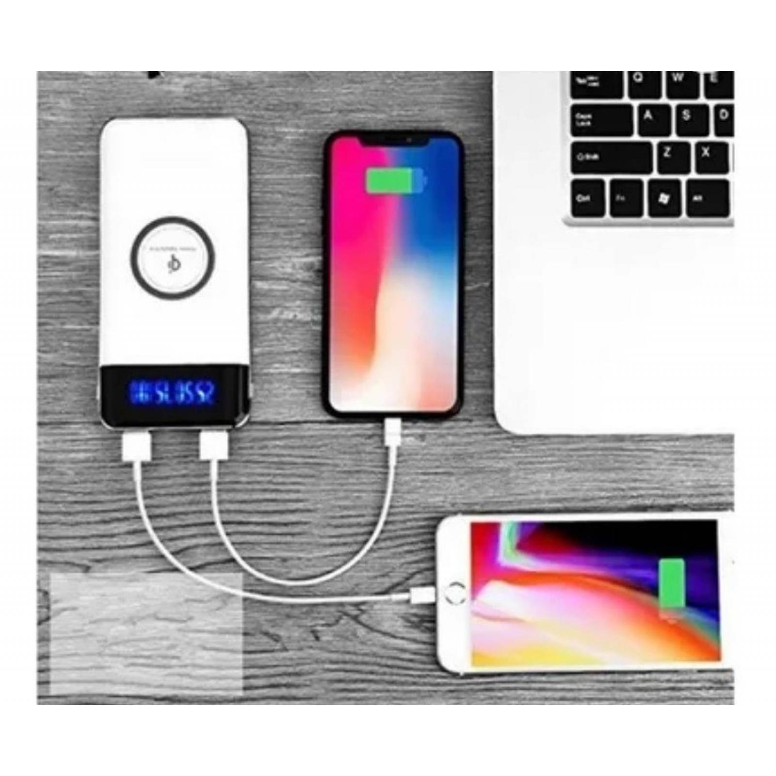 Wireless Power Bank Qi 10000 Mah Negro. Blanco