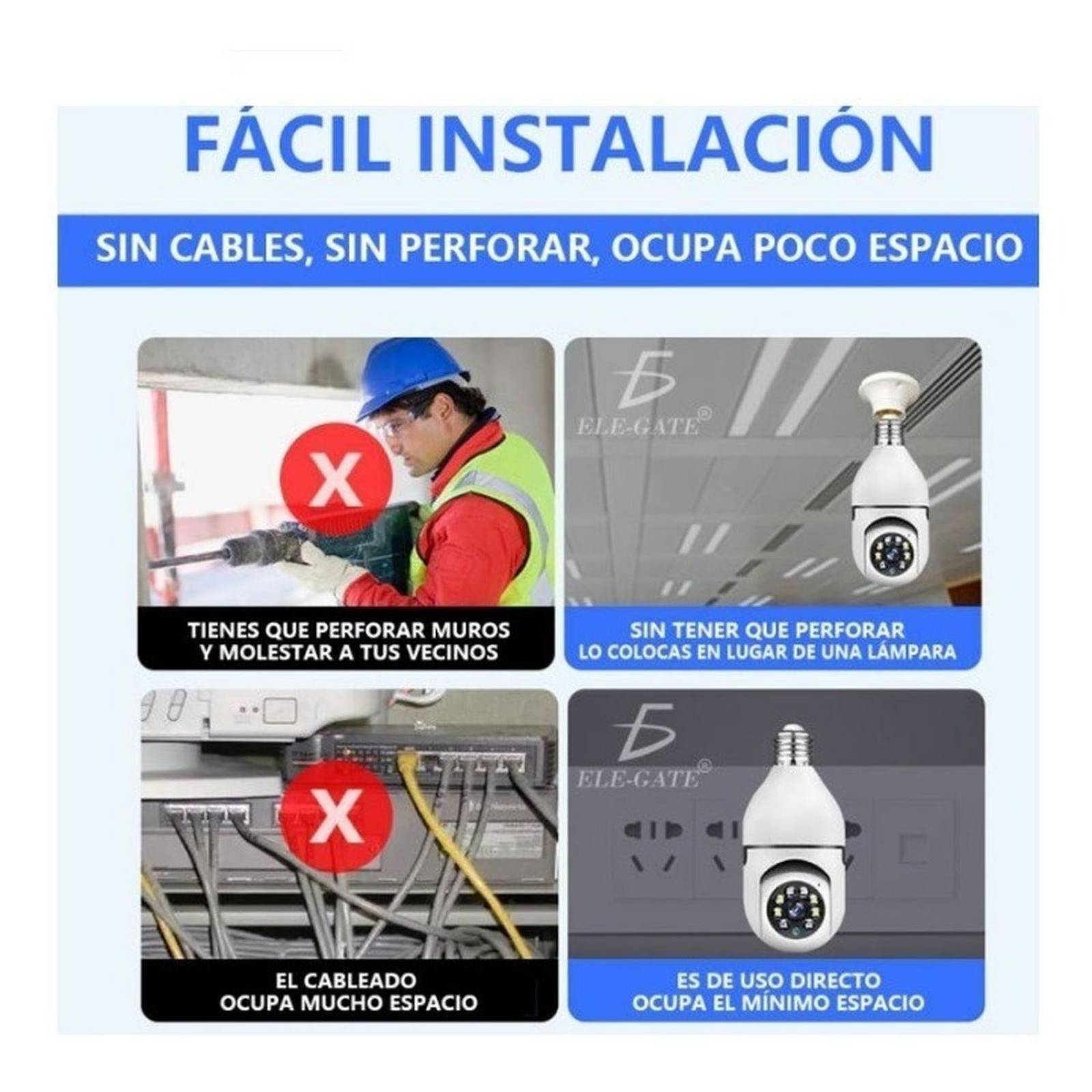 Camara Wifi 360 Motorizada Hd Tipo Foco 