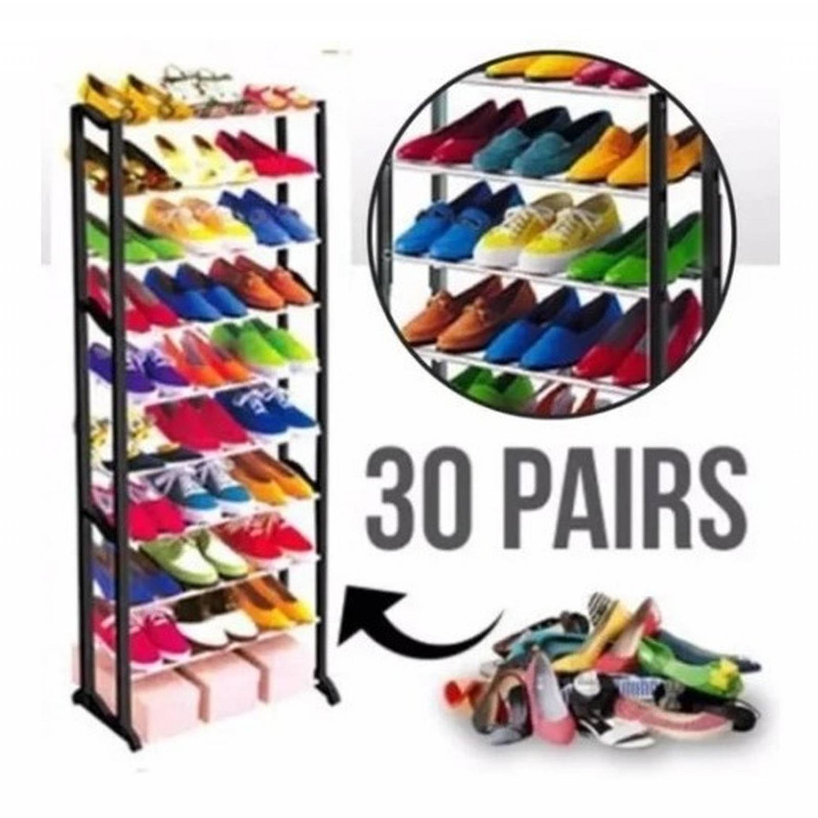 Rack Zapatera 30 Pares De Zapatos 10 Niveles Facil De Armar .