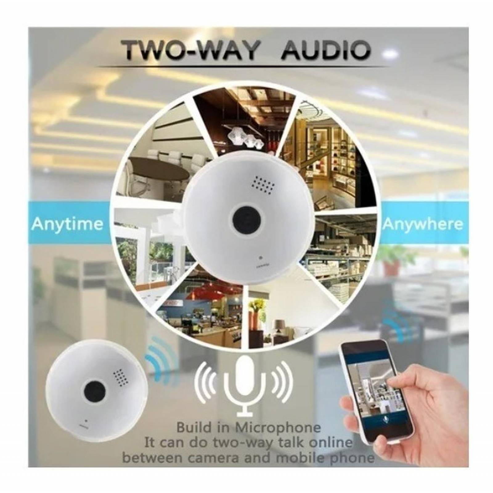 Foco Led Inteligente Con Cámara Panorámica Wifi 360 1080p 