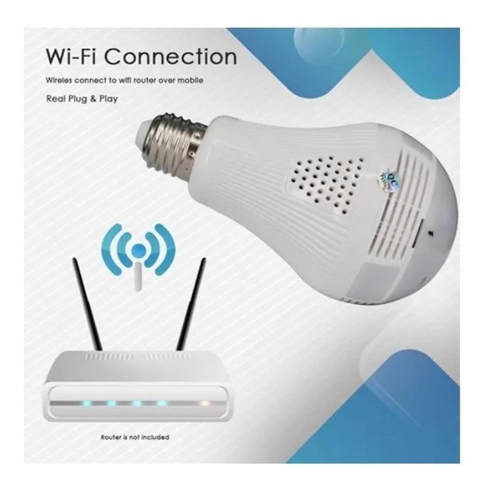 Foco Led Inteligente Con Cámara Panorámica Wifi 360 1080p 